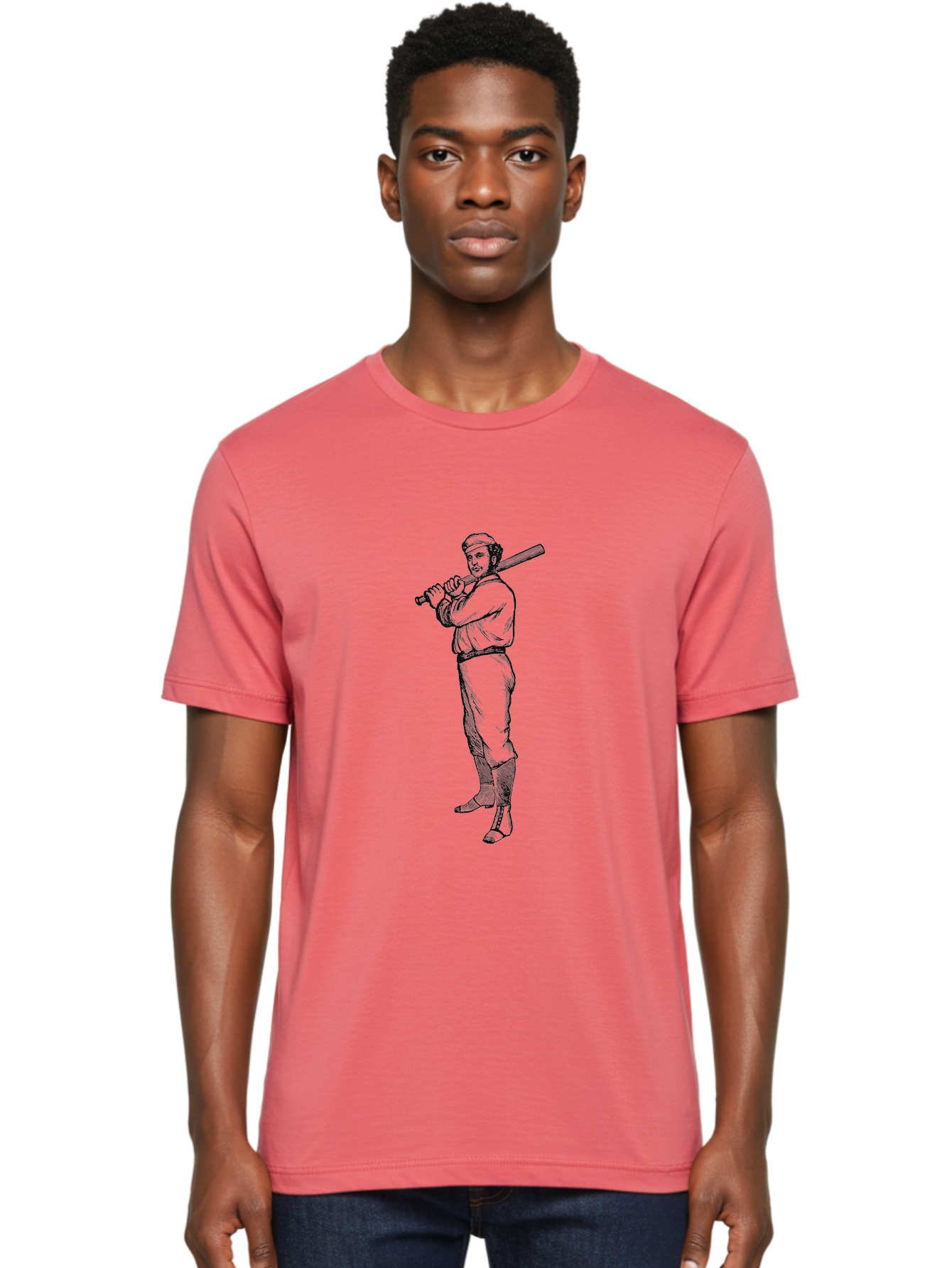 Deadball Era Legend Men'S Graphic Tee, 100% Cotton, Comfortable Casual Summer Wear, Machine Washable, Baseball Player, Vintage Illustration, Baseball Bat, Classic Uniform, Athletic Stance, Sports Nostalgia, Retro Graphics Aae229 14