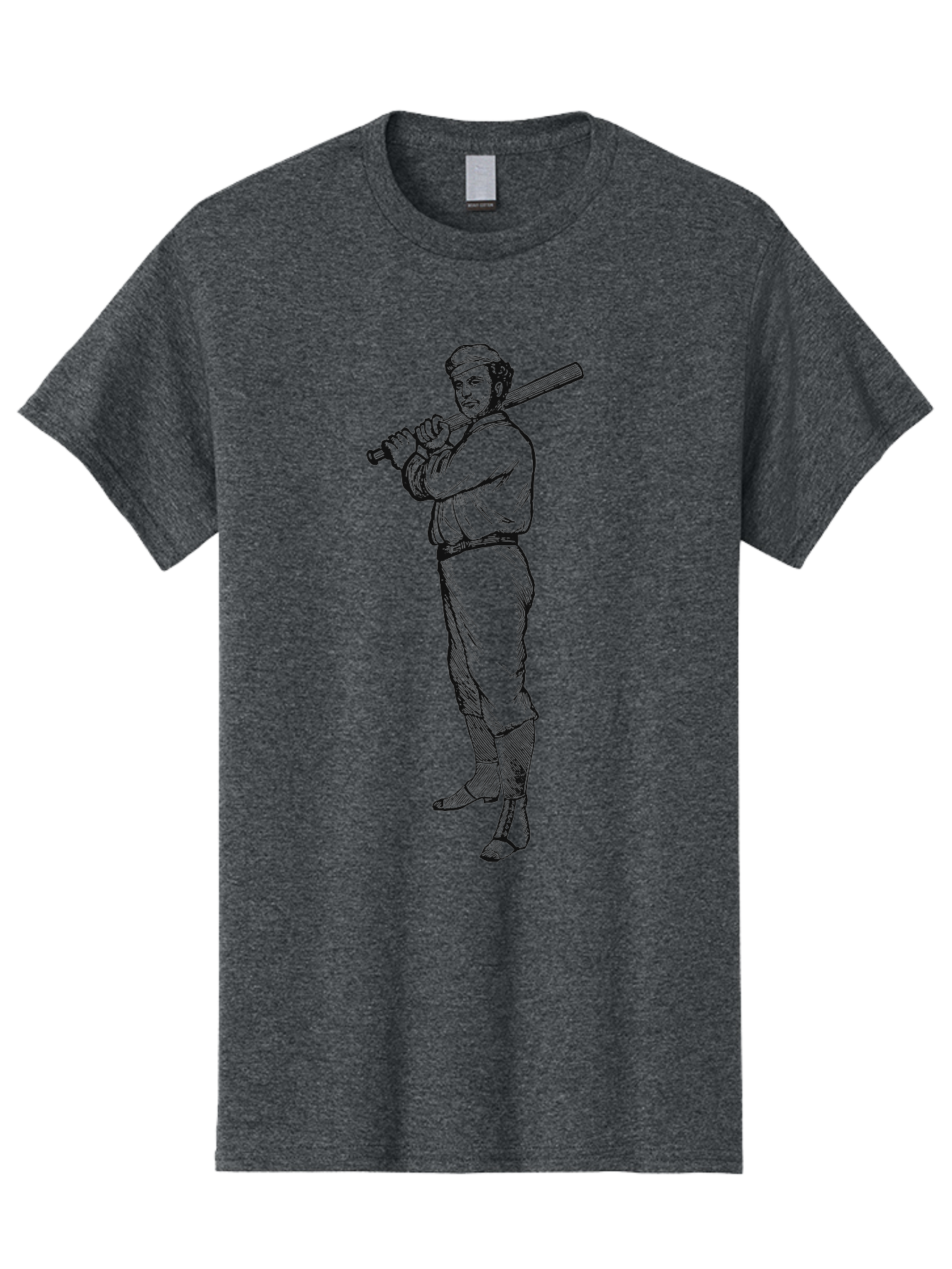 Deadball Era Legend Men'S Graphic Tee, 100% Cotton, Comfortable Casual Summer Wear, Machine Washable, Baseball Player, Vintage Illustration, Baseball Bat, Classic Uniform, Athletic Stance, Sports Nostalgia, Retro Graphics Aae229 23