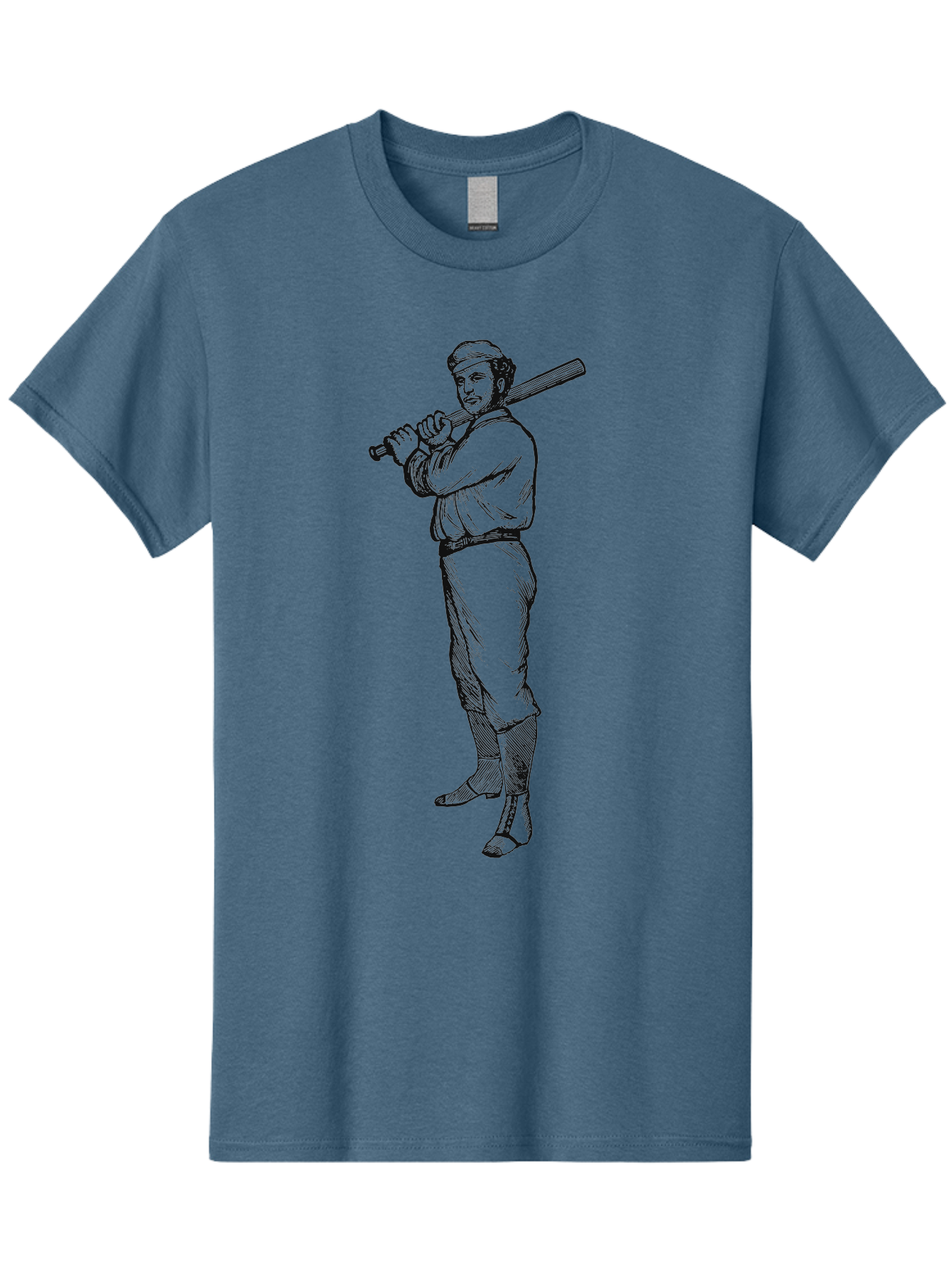 Deadball Era Legend Men'S Graphic Tee, 100% Cotton, Comfortable Casual Summer Wear, Machine Washable, Baseball Player, Vintage Illustration, Baseball Bat, Classic Uniform, Athletic Stance, Sports Nostalgia, Retro Graphics Aae229 5