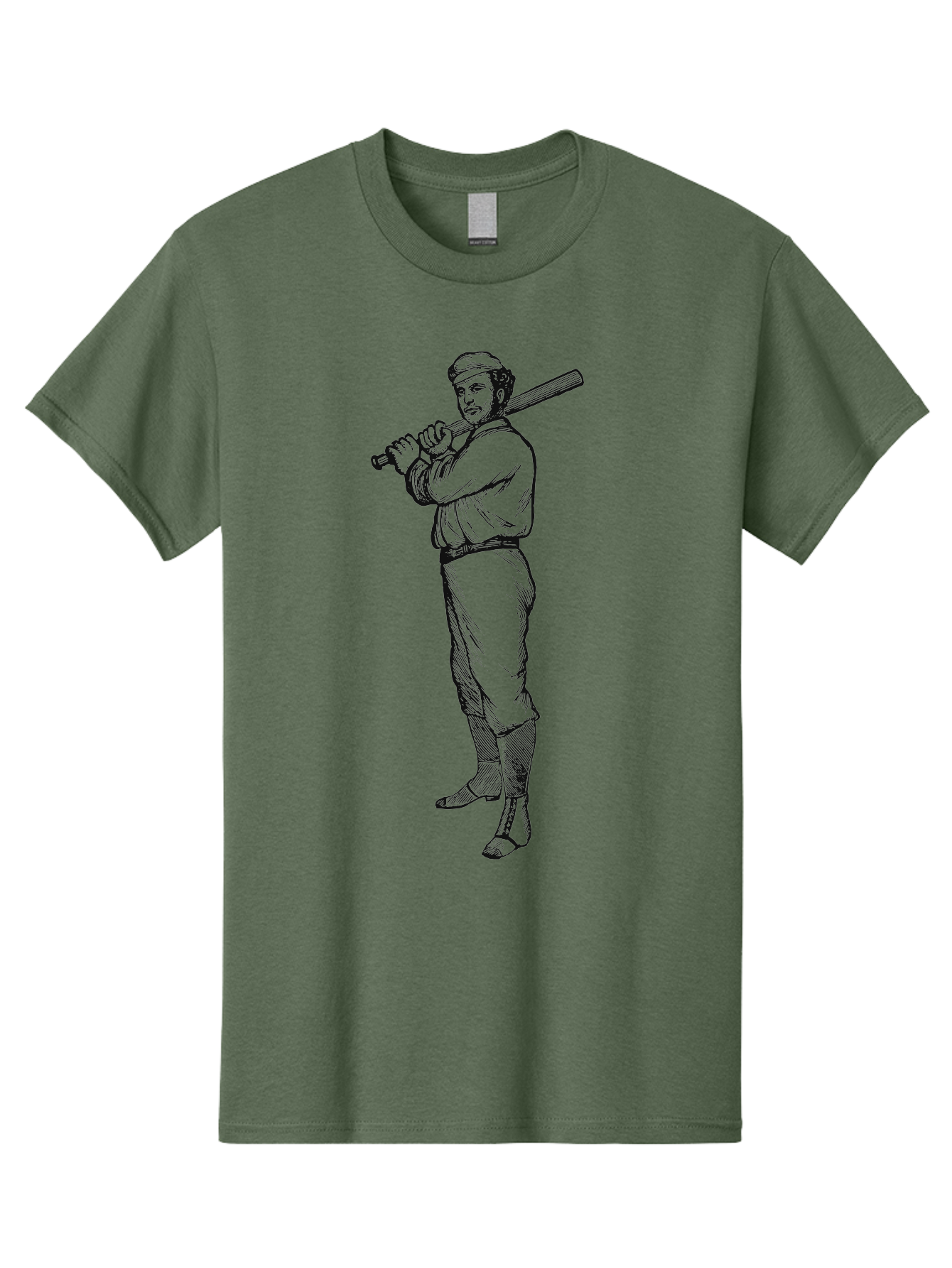 Deadball Era Legend Men'S Graphic Tee, 100% Cotton, Comfortable Casual Summer Wear, Machine Washable, Baseball Player, Vintage Illustration, Baseball Bat, Classic Uniform, Athletic Stance, Sports Nostalgia, Retro Graphics Aae229 9