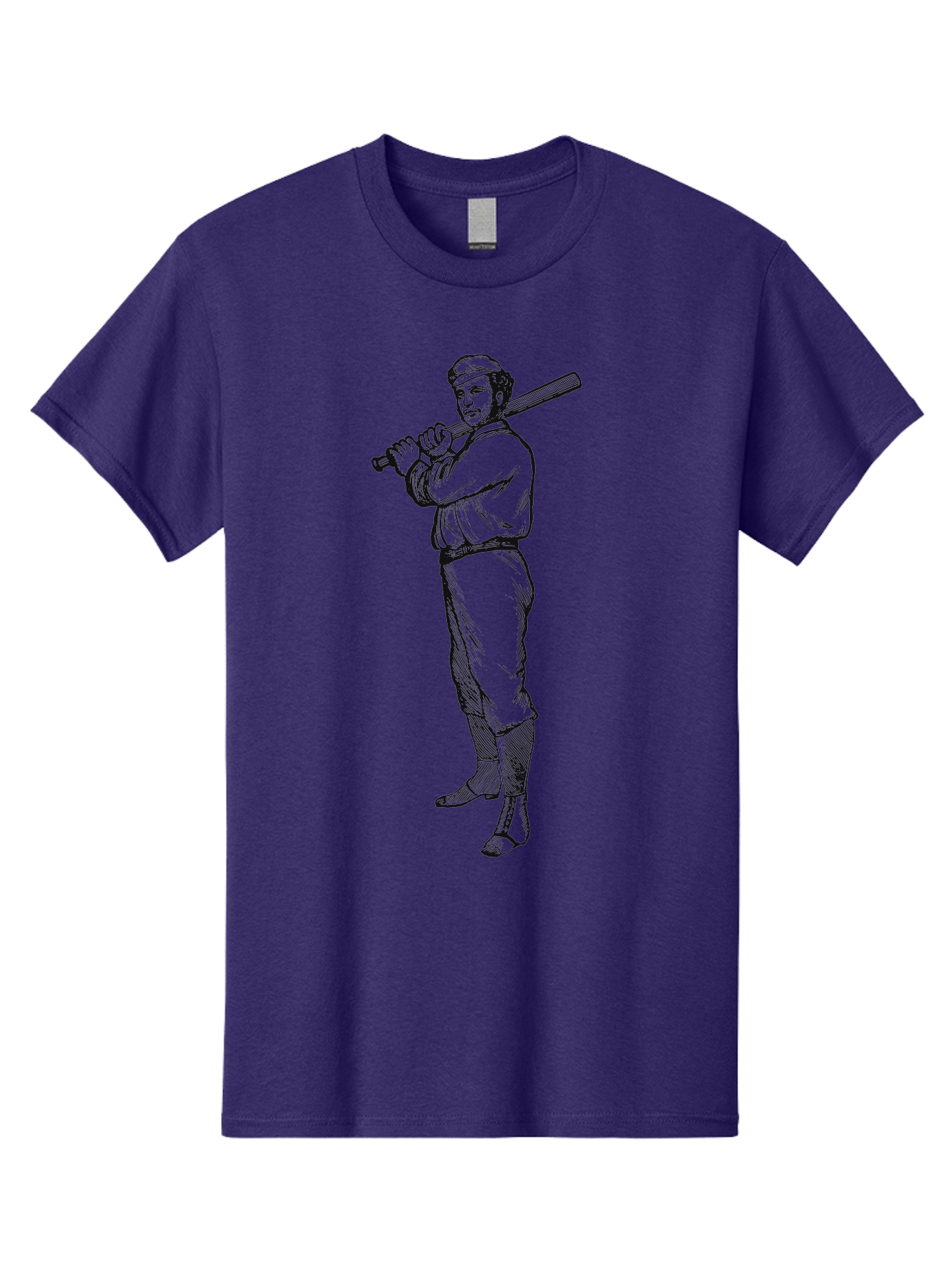 Deadball Era Legend Men'S Graphic Tee, 100% Cotton, Comfortable Casual Summer Wear, Machine Washable, Baseball Player, Vintage Illustration, Baseball Bat, Classic Uniform, Athletic Stance, Sports Nostalgia, Retro Graphics Aae229 1
