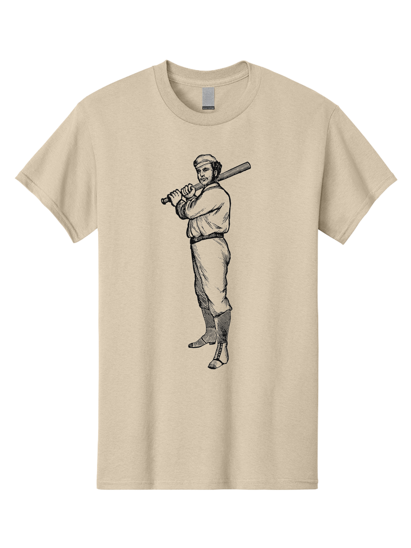 Deadball Era Legend Men'S Graphic Tee, 100% Cotton, Comfortable Casual Summer Wear, Machine Washable, Baseball Player, Vintage Illustration, Baseball Bat, Classic Uniform, Athletic Stance, Sports Nostalgia, Retro Graphics Aae229 11