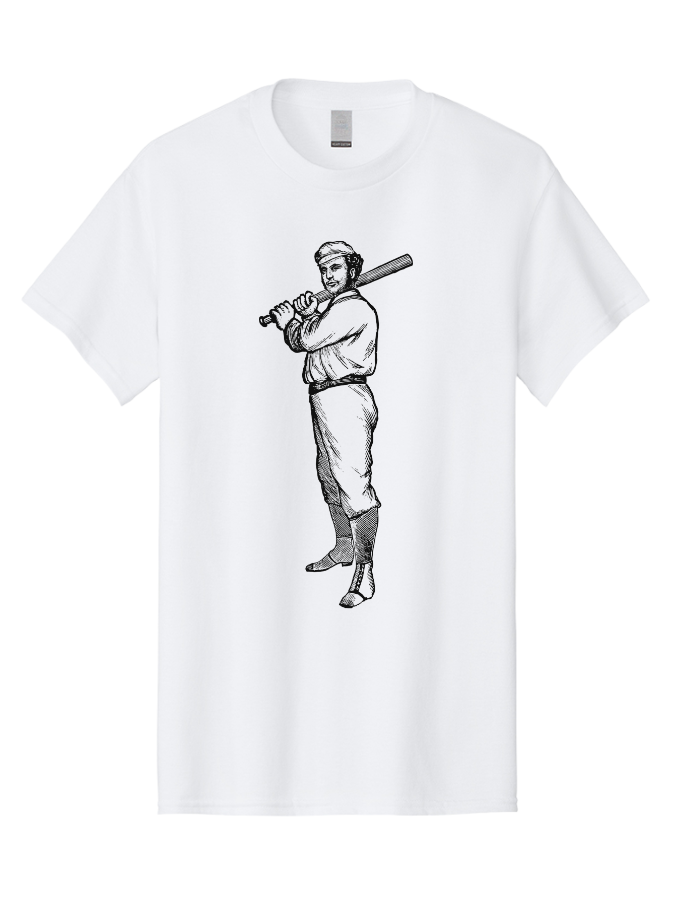 Deadball Era Legend Men'S Graphic Tee, 100% Cotton, Comfortable Casual Summer Wear, Machine Washable, Baseball Player, Vintage Illustration, Baseball Bat, Classic Uniform, Athletic Stance, Sports Nostalgia, Retro Graphics Aae229 19