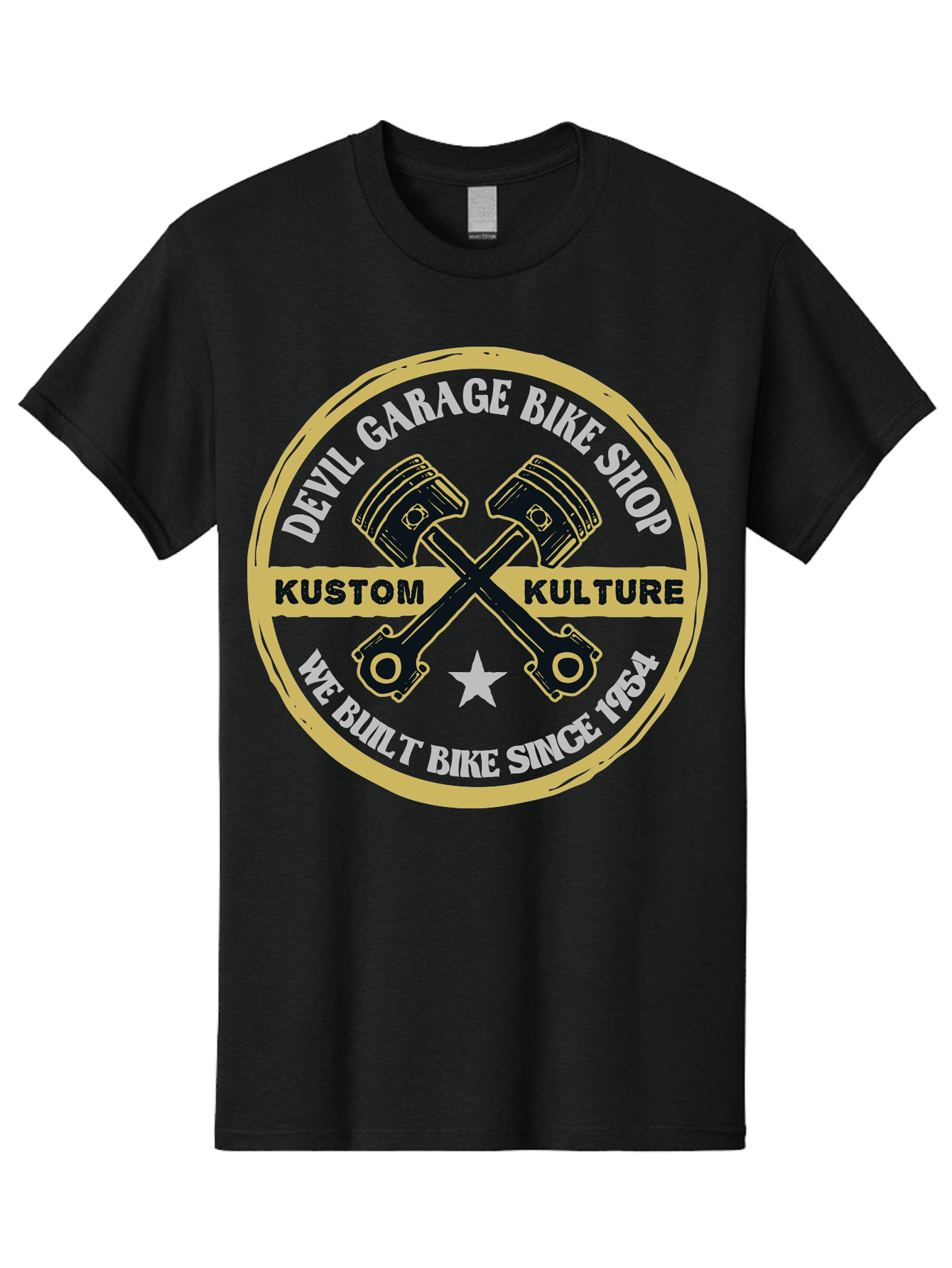 Devil Garage Men'S Graphic Tee, 100% Cotton, Comfortable Casual Summer Wear, Machine Washable, Custom Motorcycle Culture, Kustom Bikes, Bike Shop, Devil Garage, Motorcycle Enthusiasts, Bike Customization, Vintage Bikes, 1954 Legacy Aae233 23