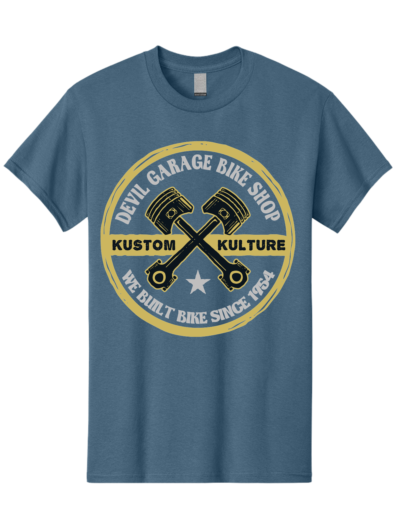 Devil Garage Men'S Graphic Tee, 100% Cotton, Comfortable Casual Summer Wear, Machine Washable, Custom Motorcycle Culture, Kustom Bikes, Bike Shop, Devil Garage, Motorcycle Enthusiasts, Bike Customization, Vintage Bikes, 1954 Legacy Aae233 15