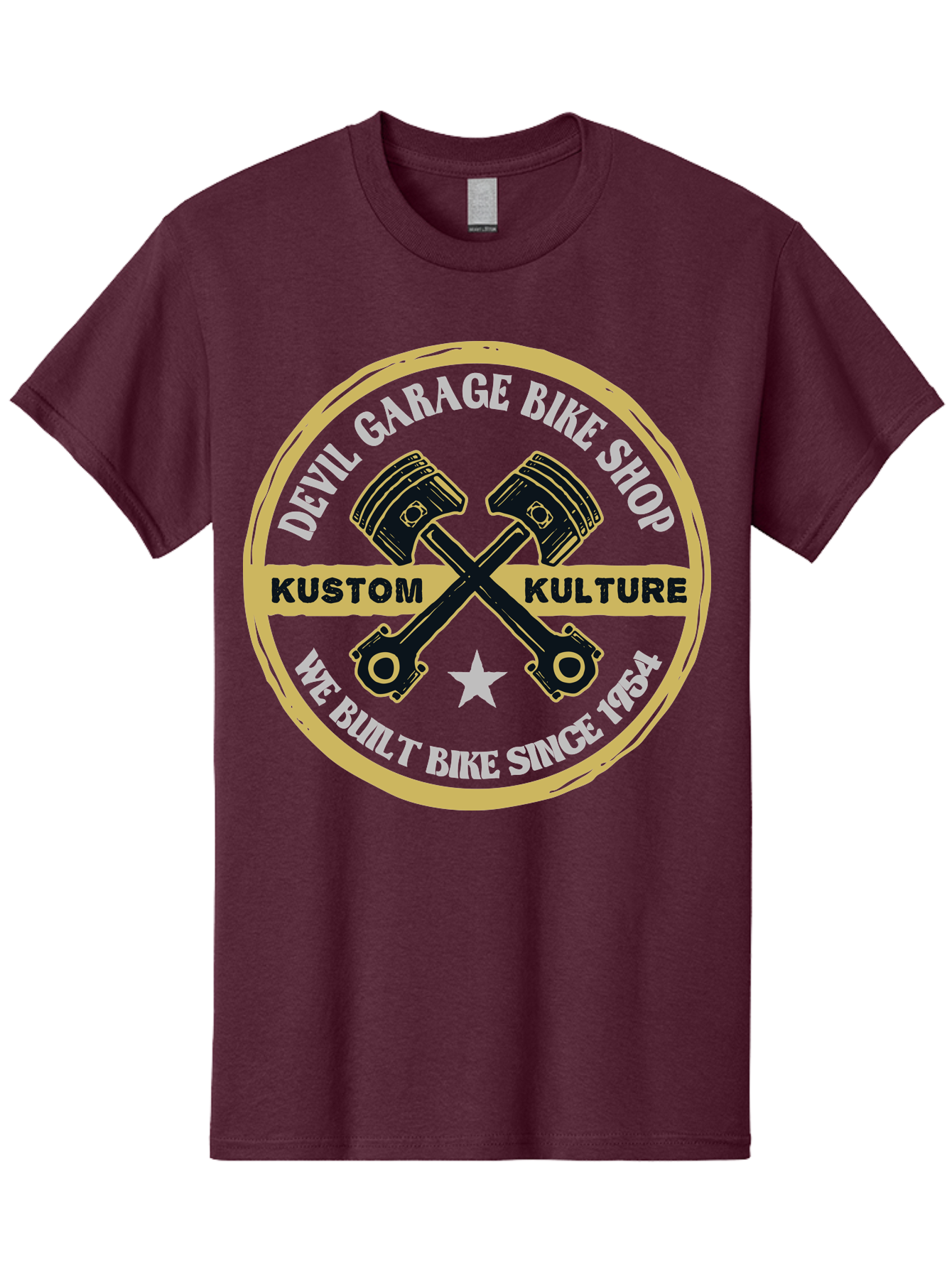 Devil Garage Men'S Graphic Tee, 100% Cotton, Comfortable Casual Summer Wear, Machine Washable, Custom Motorcycle Culture, Kustom Bikes, Bike Shop, Devil Garage, Motorcycle Enthusiasts, Bike Customization, Vintage Bikes, 1954 Legacy Aae233 3