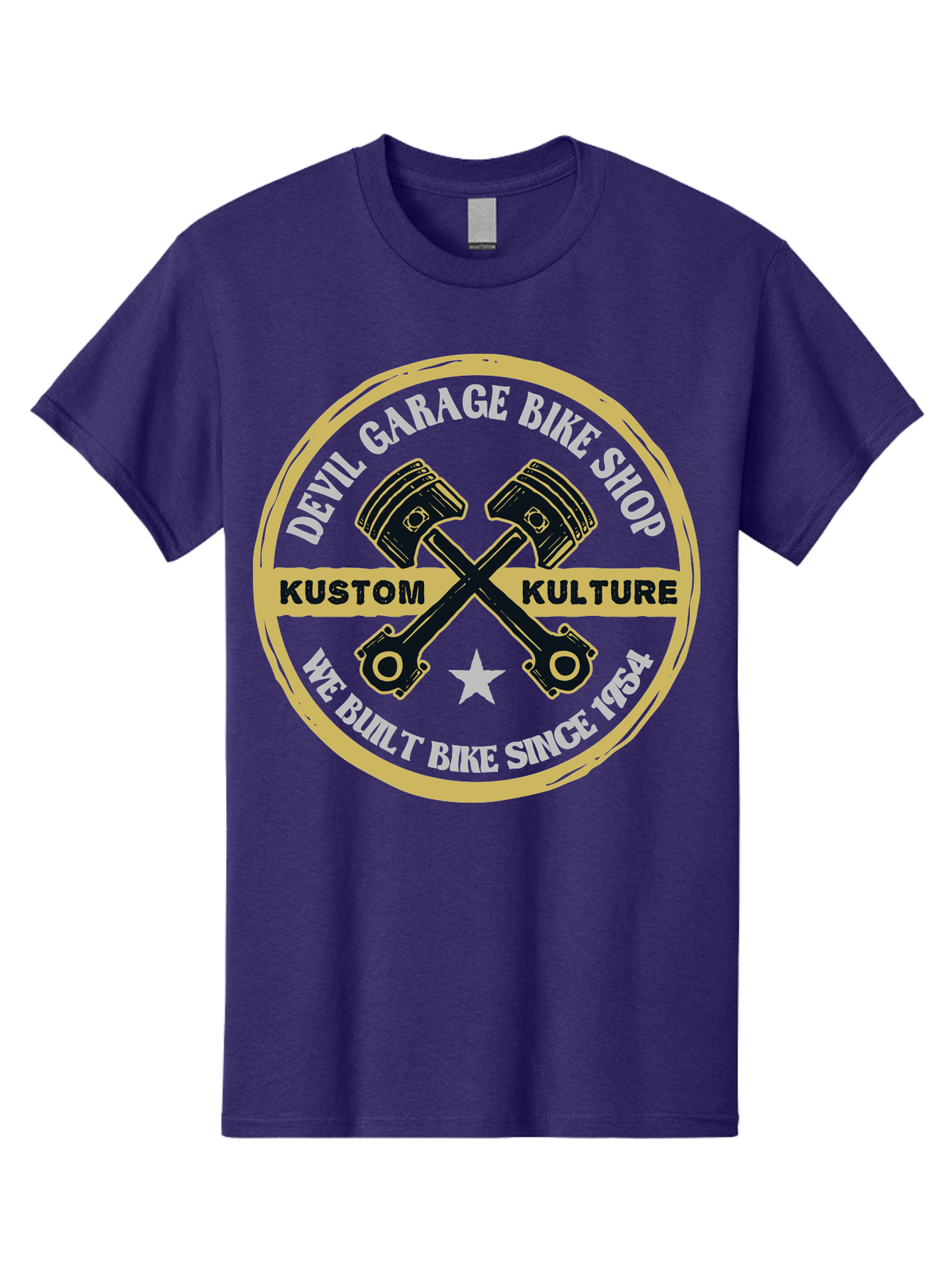 Devil Garage Men'S Graphic Tee, 100% Cotton, Comfortable Casual Summer Wear, Machine Washable, Custom Motorcycle Culture, Kustom Bikes, Bike Shop, Devil Garage, Motorcycle Enthusiasts, Bike Customization, Vintage Bikes, 1954 Legacy Aae233 25