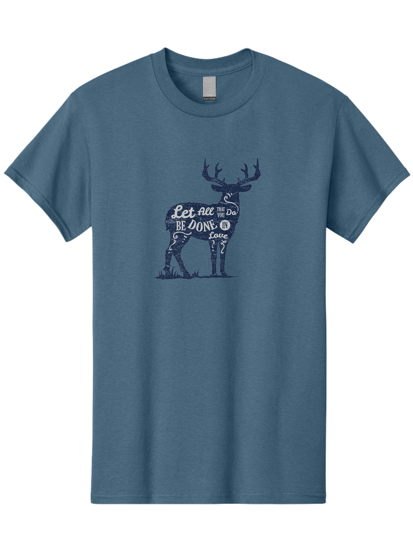 Done In Love Men'S Graphic Tee, 100% Cotton, Comfortable Casual Summer Wear, Machine Washable, Inspirational Deer Design, Motivational Quote, Love Message, Wildlife Art, Typographic Illustration, Positive Affirmation, Creative Typography, Aae242 21