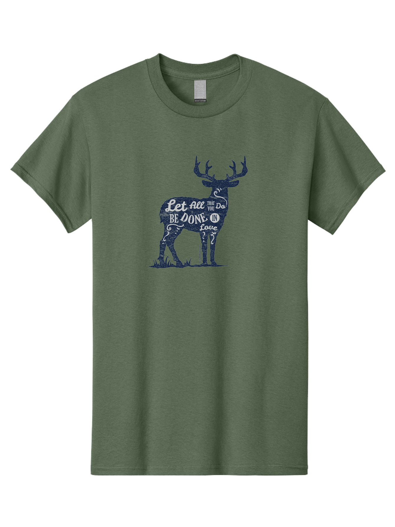 Done In Love Men'S Graphic Tee, 100% Cotton, Comfortable Casual Summer Wear, Machine Washable, Inspirational Deer Design, Motivational Quote, Love Message, Wildlife Art, Typographic Illustration, Positive Affirmation, Creative Typography, Aae242 5