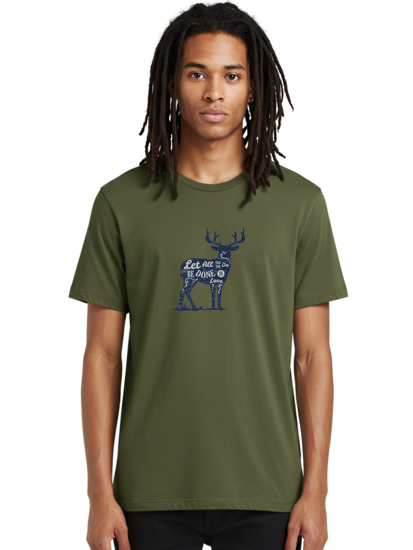 Done In Love Men'S Graphic Tee, 100% Cotton, Comfortable Casual Summer Wear, Machine Washable, Inspirational Deer Design, Motivational Quote, Love Message, Wildlife Art, Typographic Illustration, Positive Affirmation, Creative Typography, Aae242 6