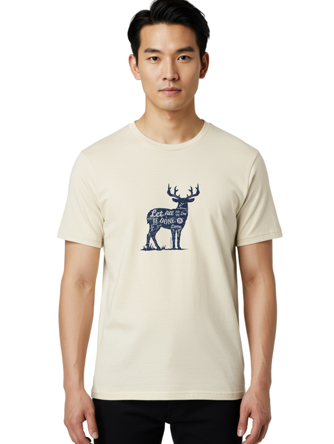 Done In Love Men'S Graphic Tee, 100% Cotton, Comfortable Casual Summer Wear, Machine Washable, Inspirational Deer Design, Motivational Quote, Love Message, Wildlife Art, Typographic Illustration, Positive Affirmation, Creative Typography, Aae242 16