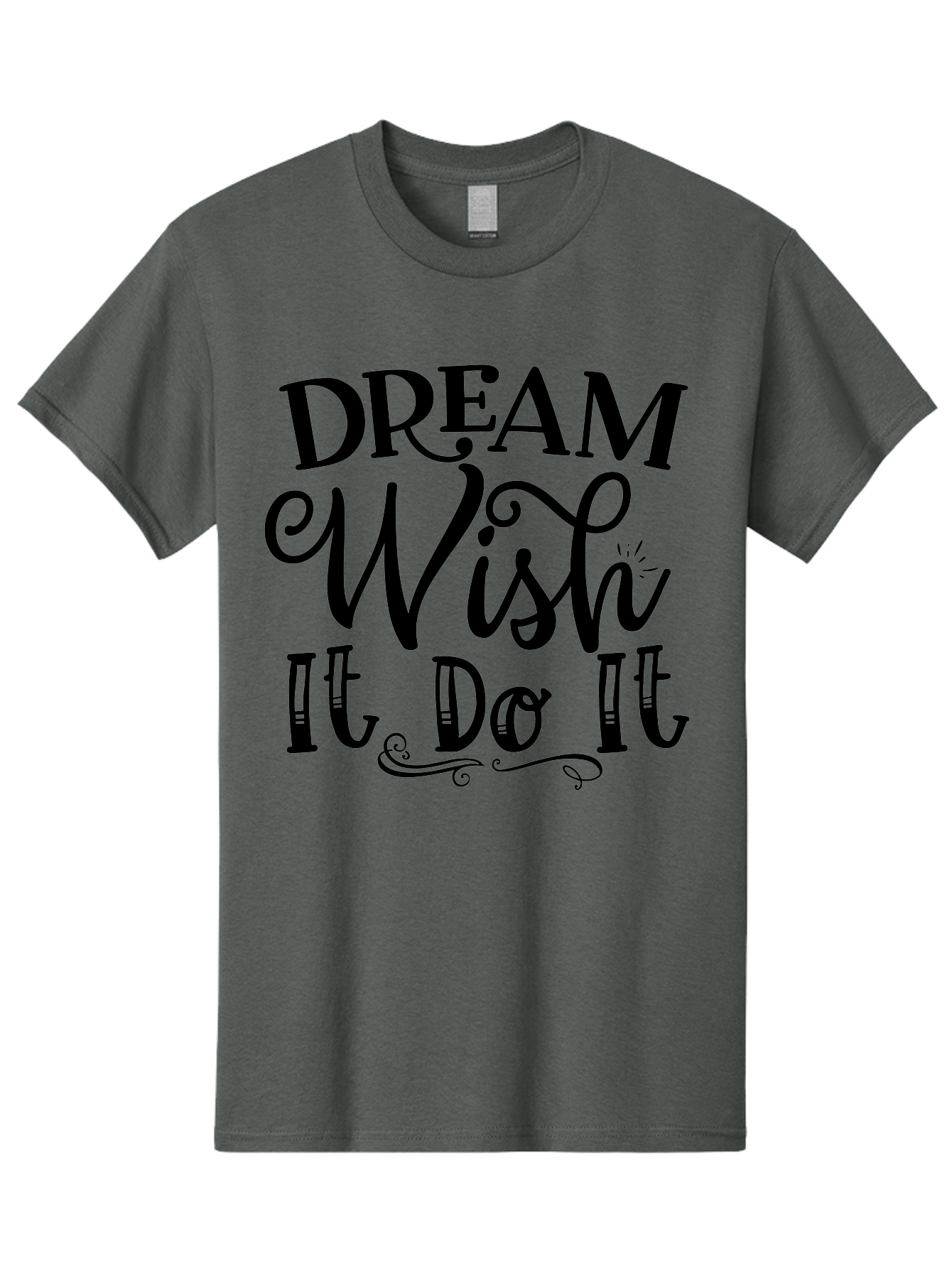Dream Wish It Do It Men'S Graphic Tee, 100% Cotton, Comfortable Casual Summer Wear, Machine Washable, Motivational Quote, Inspirational Phrase, Dream Big, Positive Affirmation, Goal Setting, Success Mindset, Motivational Text, Aae248 23