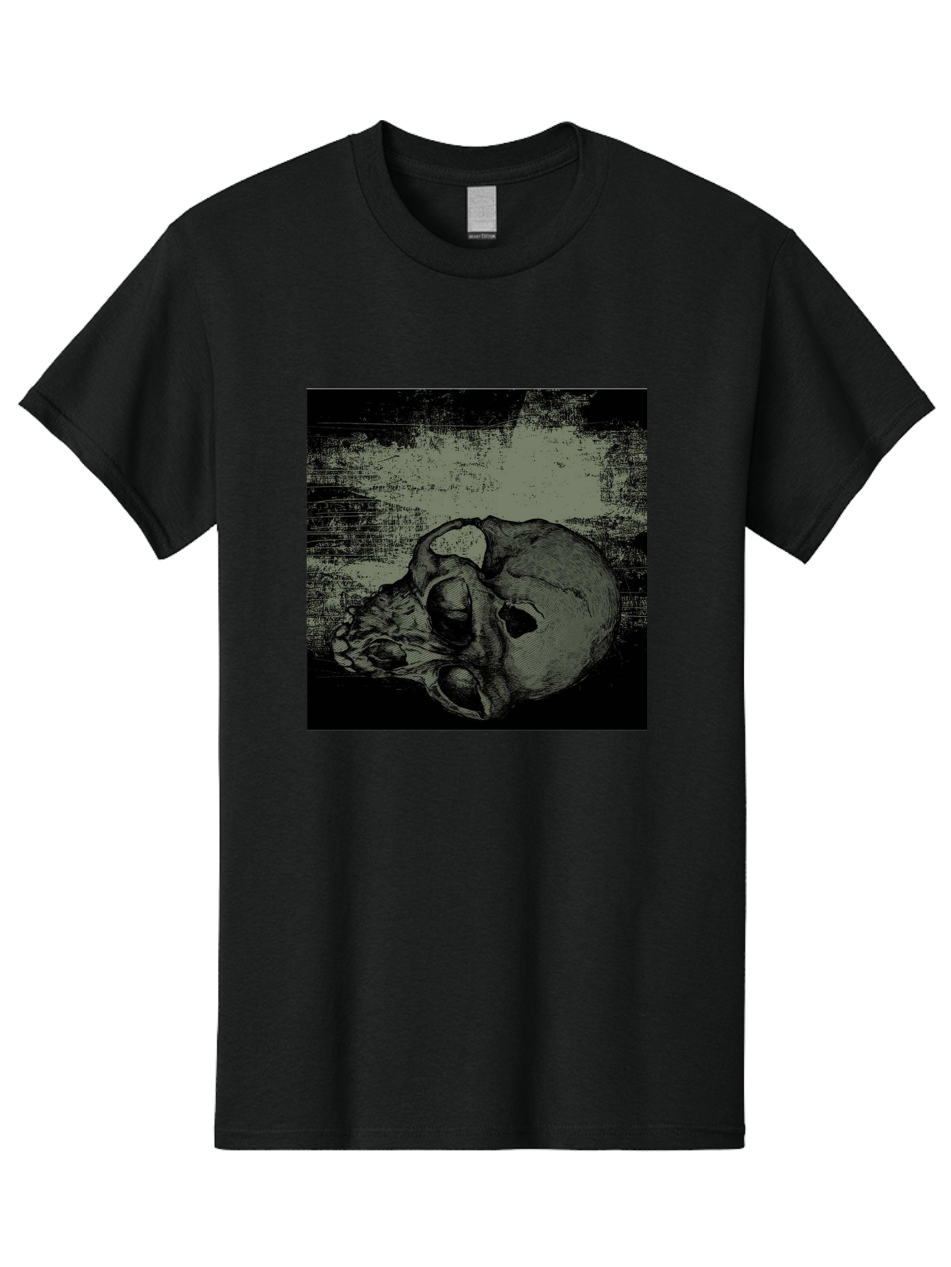 Echo Of Death Men'S Graphic Tee, 100% Cotton, Comfortable Casual Summer Wear, Machine Washable, Dark Artwork, Gothic Illustration, Human Skull, Grunge Style, Mysterious Ambiance, Eerie Atmosphere, Monochromatic Tones Aae251 23
