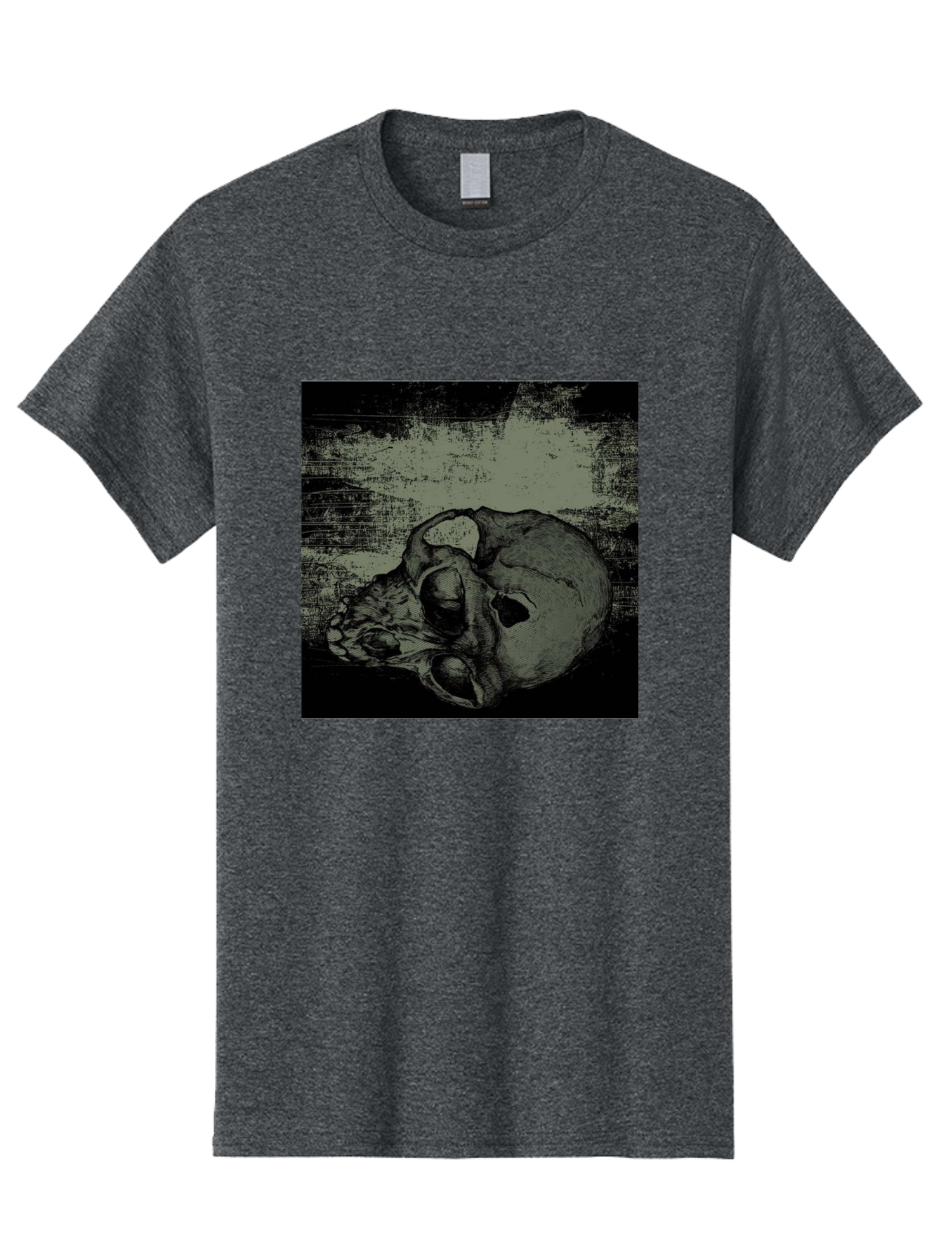 Echo Of Death Men'S Graphic Tee, 100% Cotton, Comfortable Casual Summer Wear, Machine Washable, Dark Artwork, Gothic Illustration, Human Skull, Grunge Style, Mysterious Ambiance, Eerie Atmosphere, Monochromatic Tones Aae251 11