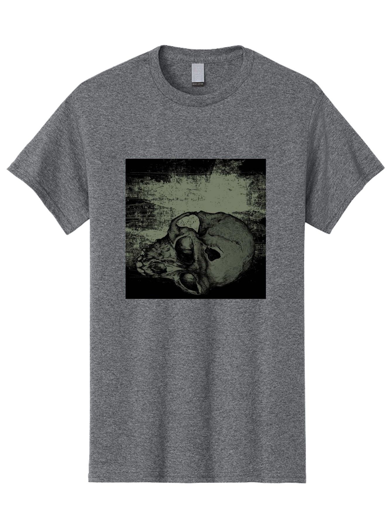 Echo Of Death Men'S Graphic Tee, 100% Cotton, Comfortable Casual Summer Wear, Machine Washable, Dark Artwork, Gothic Illustration, Human Skull, Grunge Style, Mysterious Ambiance, Eerie Atmosphere, Monochromatic Tones Aae251 27