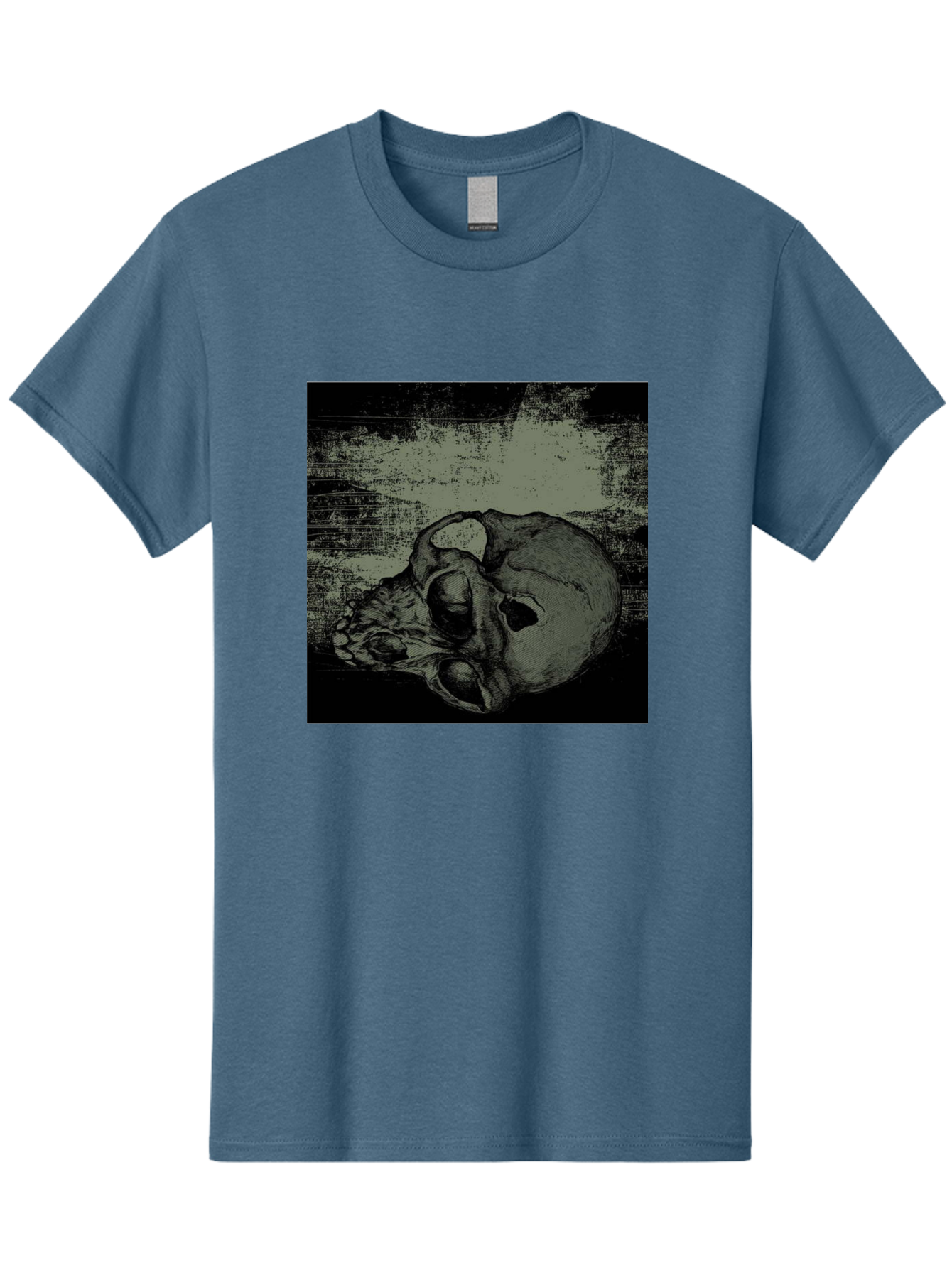 Echo Of Death Men'S Graphic Tee, 100% Cotton, Comfortable Casual Summer Wear, Machine Washable, Dark Artwork, Gothic Illustration, Human Skull, Grunge Style, Mysterious Ambiance, Eerie Atmosphere, Monochromatic Tones Aae251 17