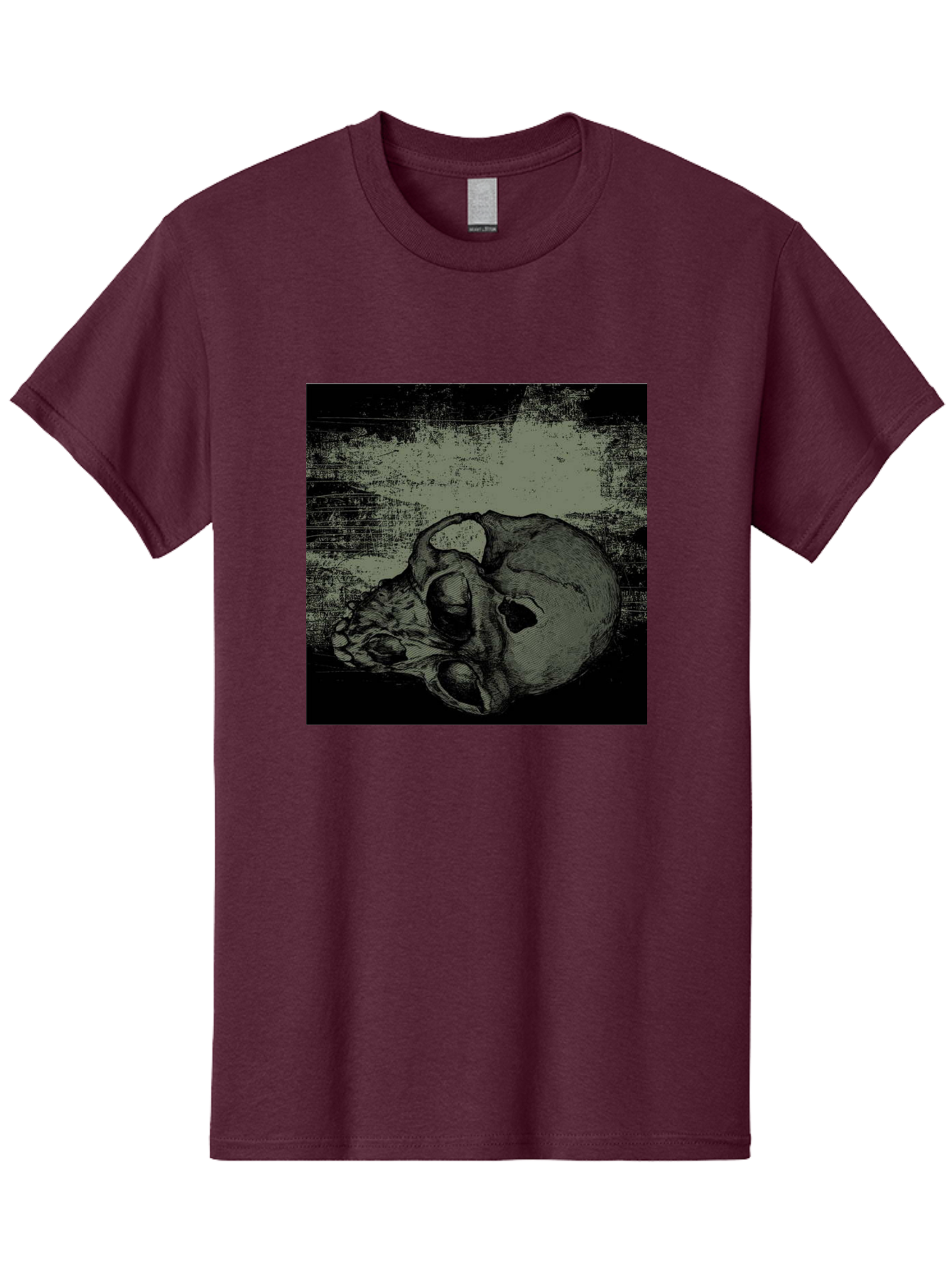 Echo Of Death Men'S Graphic Tee, 100% Cotton, Comfortable Casual Summer Wear, Machine Washable, Dark Artwork, Gothic Illustration, Human Skull, Grunge Style, Mysterious Ambiance, Eerie Atmosphere, Monochromatic Tones Aae251 13