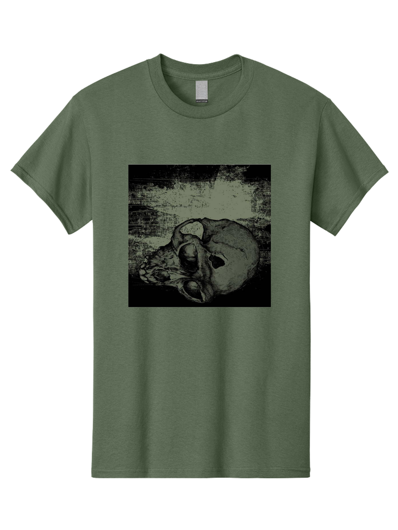 Echo Of Death Men'S Graphic Tee, 100% Cotton, Comfortable Casual Summer Wear, Machine Washable, Dark Artwork, Gothic Illustration, Human Skull, Grunge Style, Mysterious Ambiance, Eerie Atmosphere, Monochromatic Tones Aae251 25