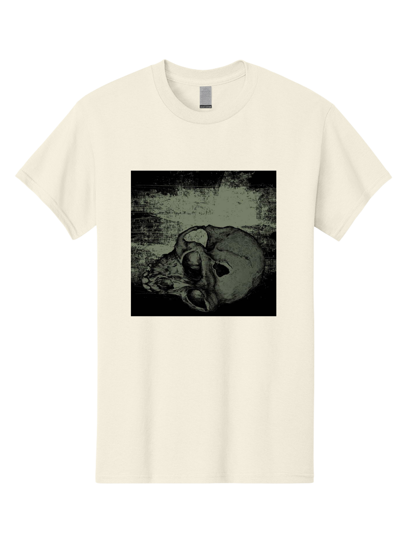 Echo Of Death Men'S Graphic Tee, 100% Cotton, Comfortable Casual Summer Wear, Machine Washable, Dark Artwork, Gothic Illustration, Human Skull, Grunge Style, Mysterious Ambiance, Eerie Atmosphere, Monochromatic Tones Aae251 7