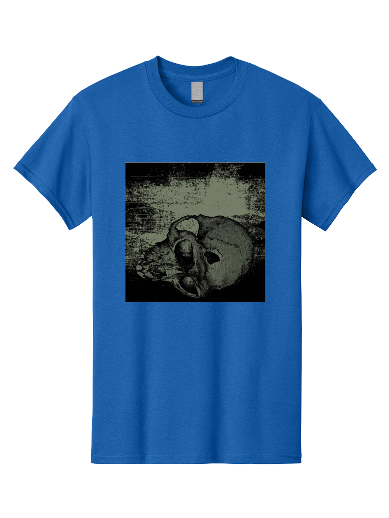 Echo Of Death Men'S Graphic Tee, 100% Cotton, Comfortable Casual Summer Wear, Machine Washable, Dark Artwork, Gothic Illustration, Human Skull, Grunge Style, Mysterious Ambiance, Eerie Atmosphere, Monochromatic Tones Aae251 21