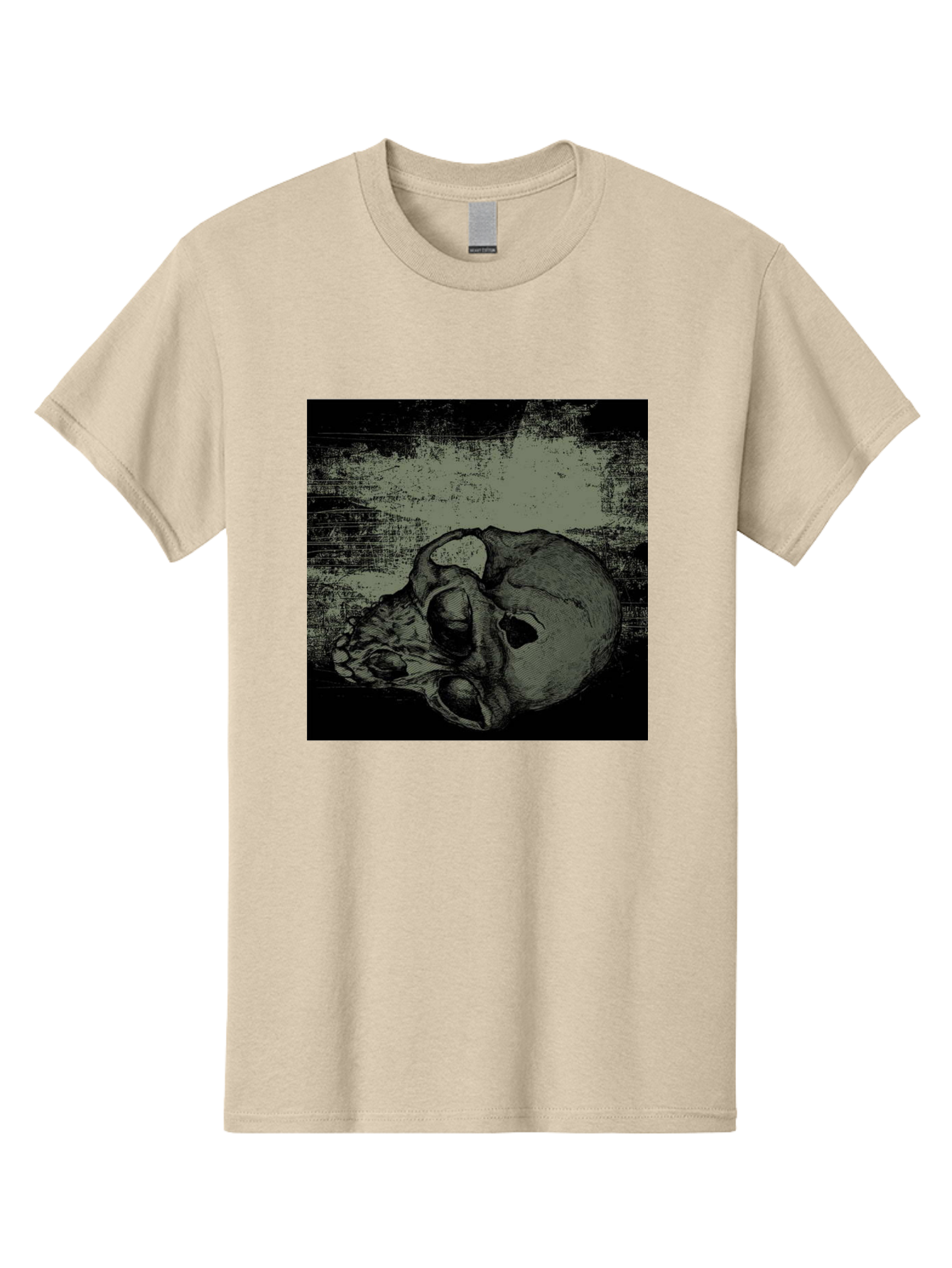 Echo Of Death Men'S Graphic Tee, 100% Cotton, Comfortable Casual Summer Wear, Machine Washable, Dark Artwork, Gothic Illustration, Human Skull, Grunge Style, Mysterious Ambiance, Eerie Atmosphere, Monochromatic Tones Aae251 9