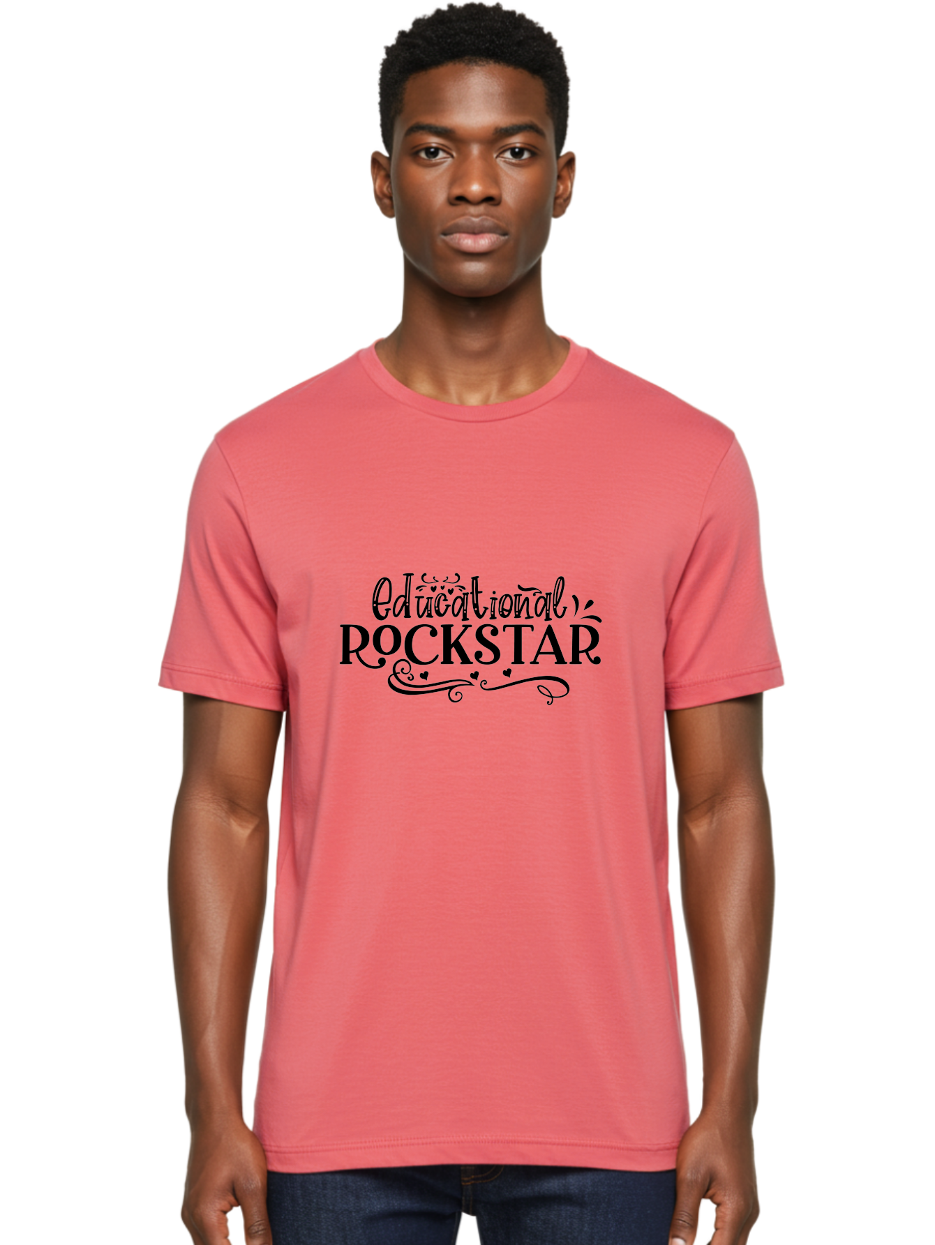 Educational Rockstar Men'S Graphic Tee, 100% Cotton, Comfortable Casual Summer Wear, Machine Washable, Rockstar Teacher, Educational Achievement, Teaching Excellence, Inspirational Educator, Motivational Quote, Learning Rockstar Aae252 16