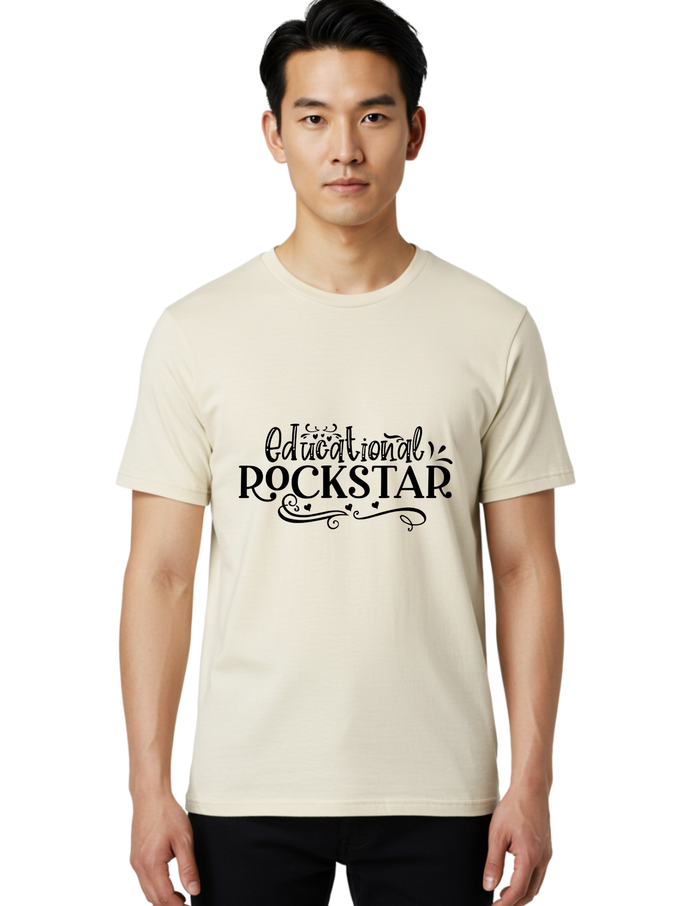 Educational Rockstar Men'S Graphic Tee, 100% Cotton, Comfortable Casual Summer Wear, Machine Washable, Rockstar Teacher, Educational Achievement, Teaching Excellence, Inspirational Educator, Motivational Quote, Learning Rockstar Aae252 20