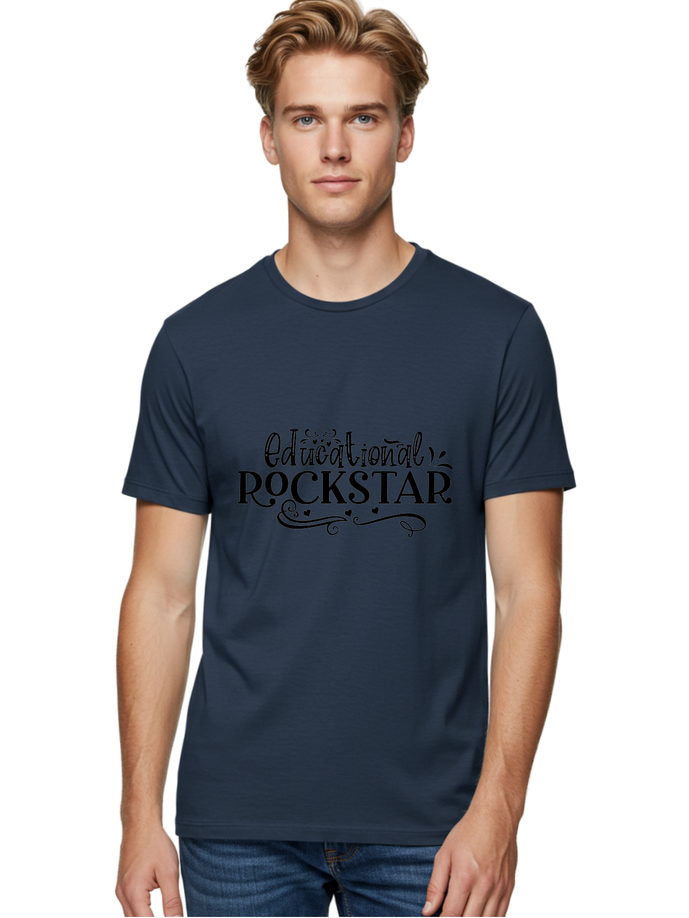 Educational Rockstar Men'S Graphic Tee, 100% Cotton, Comfortable Casual Summer Wear, Machine Washable, Rockstar Teacher, Educational Achievement, Teaching Excellence, Inspirational Educator, Motivational Quote, Learning Rockstar Aae252 26