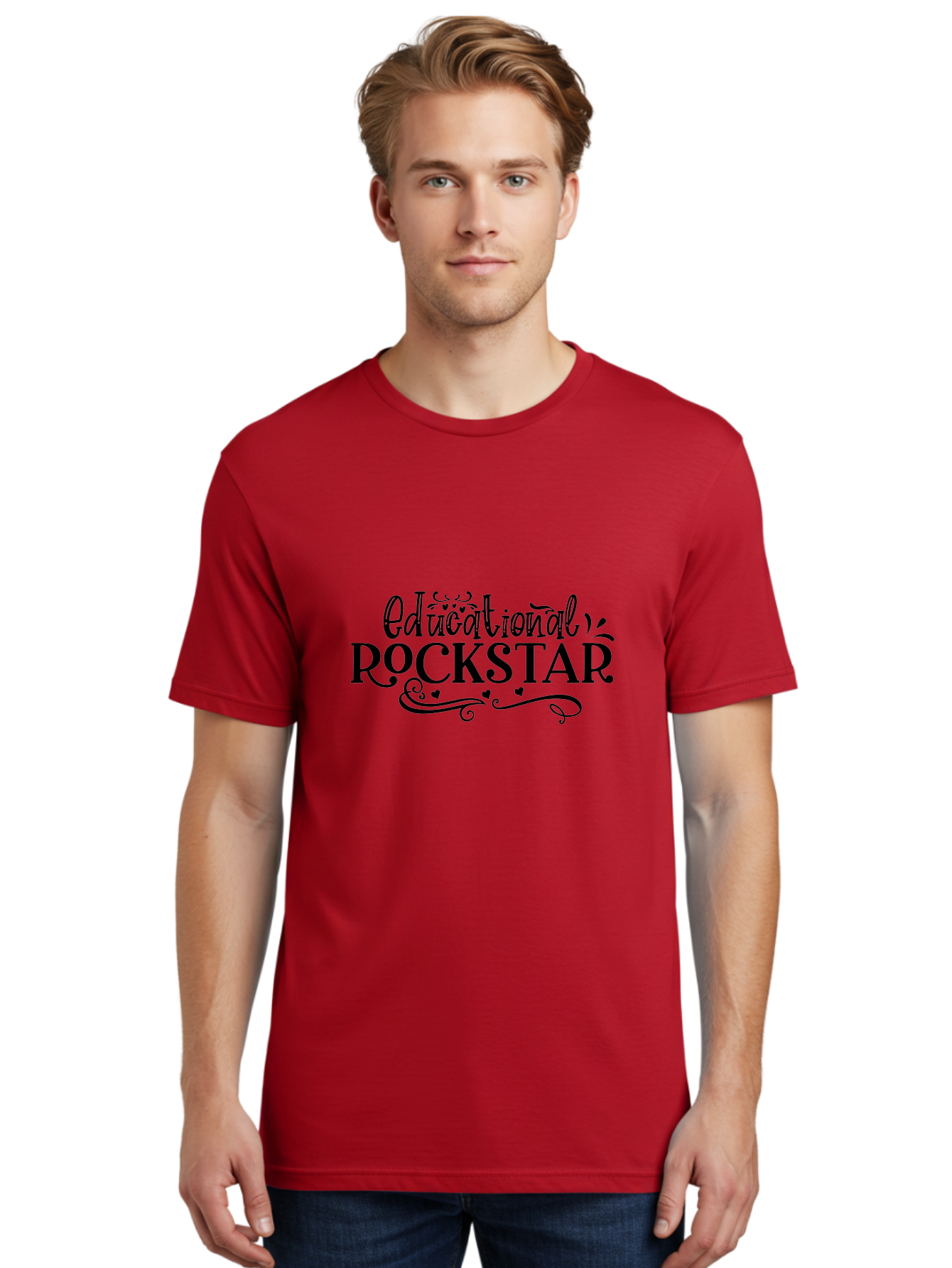 Educational Rockstar Men'S Graphic Tee, 100% Cotton, Comfortable Casual Summer Wear, Machine Washable, Rockstar Teacher, Educational Achievement, Teaching Excellence, Inspirational Educator, Motivational Quote, Learning Rockstar Aae252 22