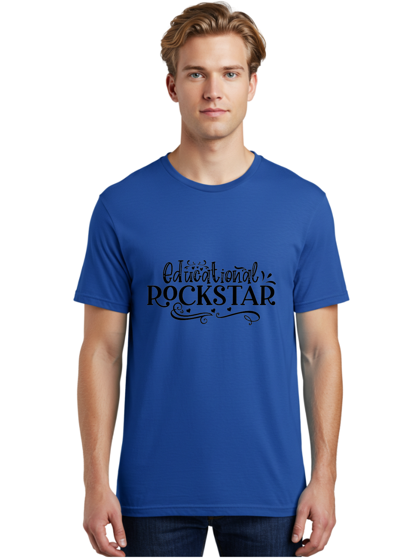 Educational Rockstar Men'S Graphic Tee, 100% Cotton, Comfortable Casual Summer Wear, Machine Washable, Rockstar Teacher, Educational Achievement, Teaching Excellence, Inspirational Educator, Motivational Quote, Learning Rockstar Aae252 14
