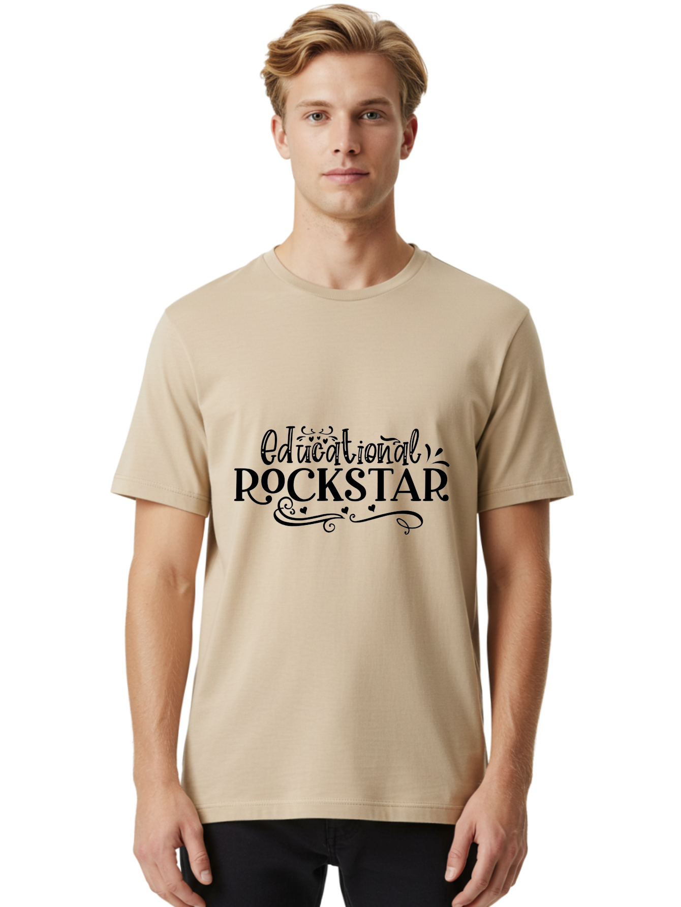 Educational Rockstar Men'S Graphic Tee, 100% Cotton, Comfortable Casual Summer Wear, Machine Washable, Rockstar Teacher, Educational Achievement, Teaching Excellence, Inspirational Educator, Motivational Quote, Learning Rockstar Aae252 8
