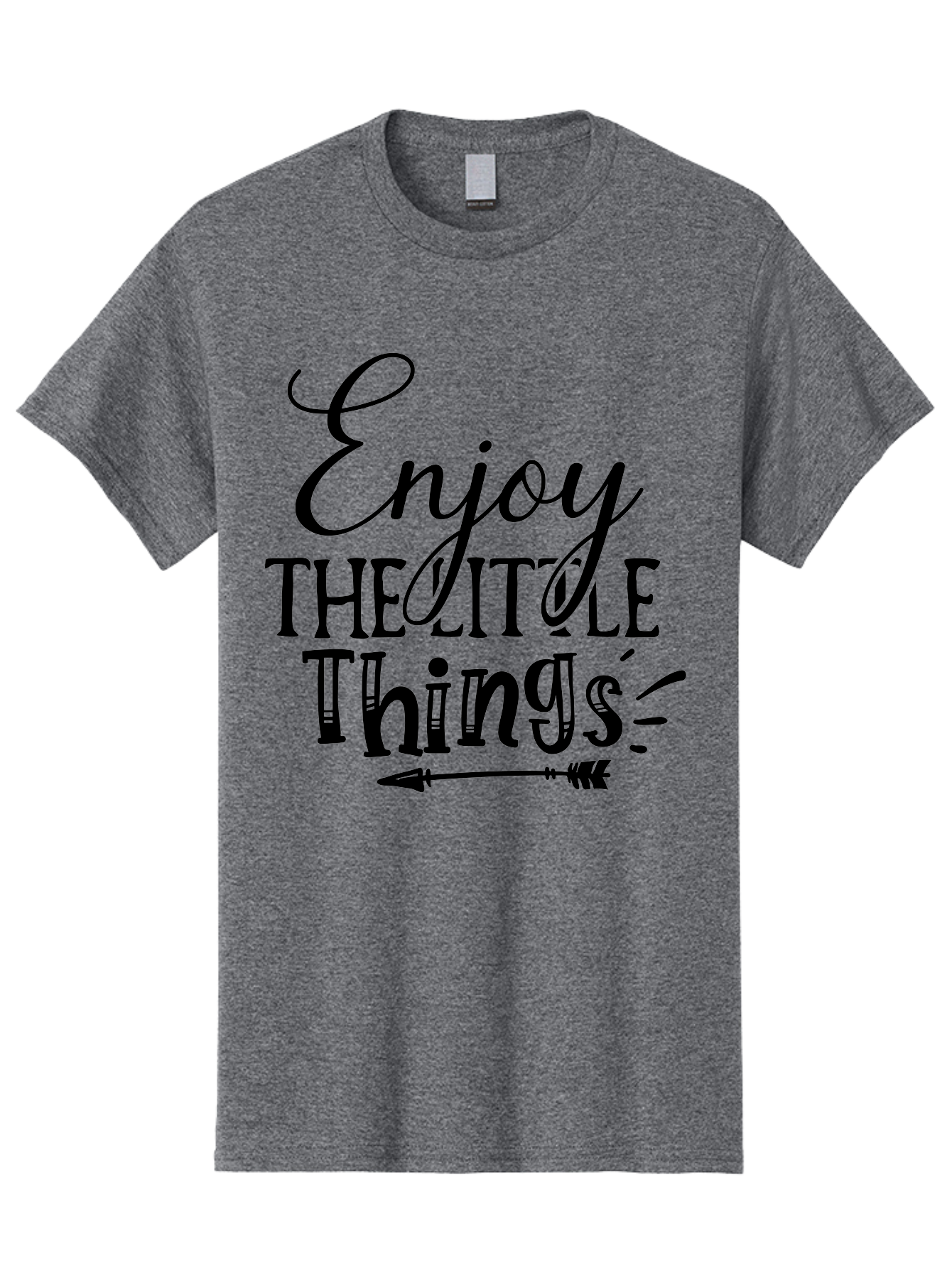 Enjoy The Little Things Men'S Graphic Tee, 100% Cotton, Comfortable Casual Summer Wear, Machine Washable, Inspirational Quote, Motivational Phrase, Positive Message, Enjoy The Little Things, Happiness, Mindfulness, Gratitude, Simple Living, Aae261 25
