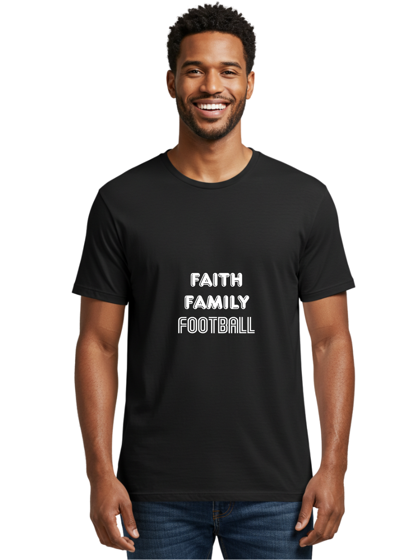 Faith Family Football Men'S Graphic Tee, 100% Cotton, Comfortable Casual Summer Wear, Machine Washable, Faith, Family, Football, Sports, Motivation, Team Spirit, Athletics, Values Aae272 24