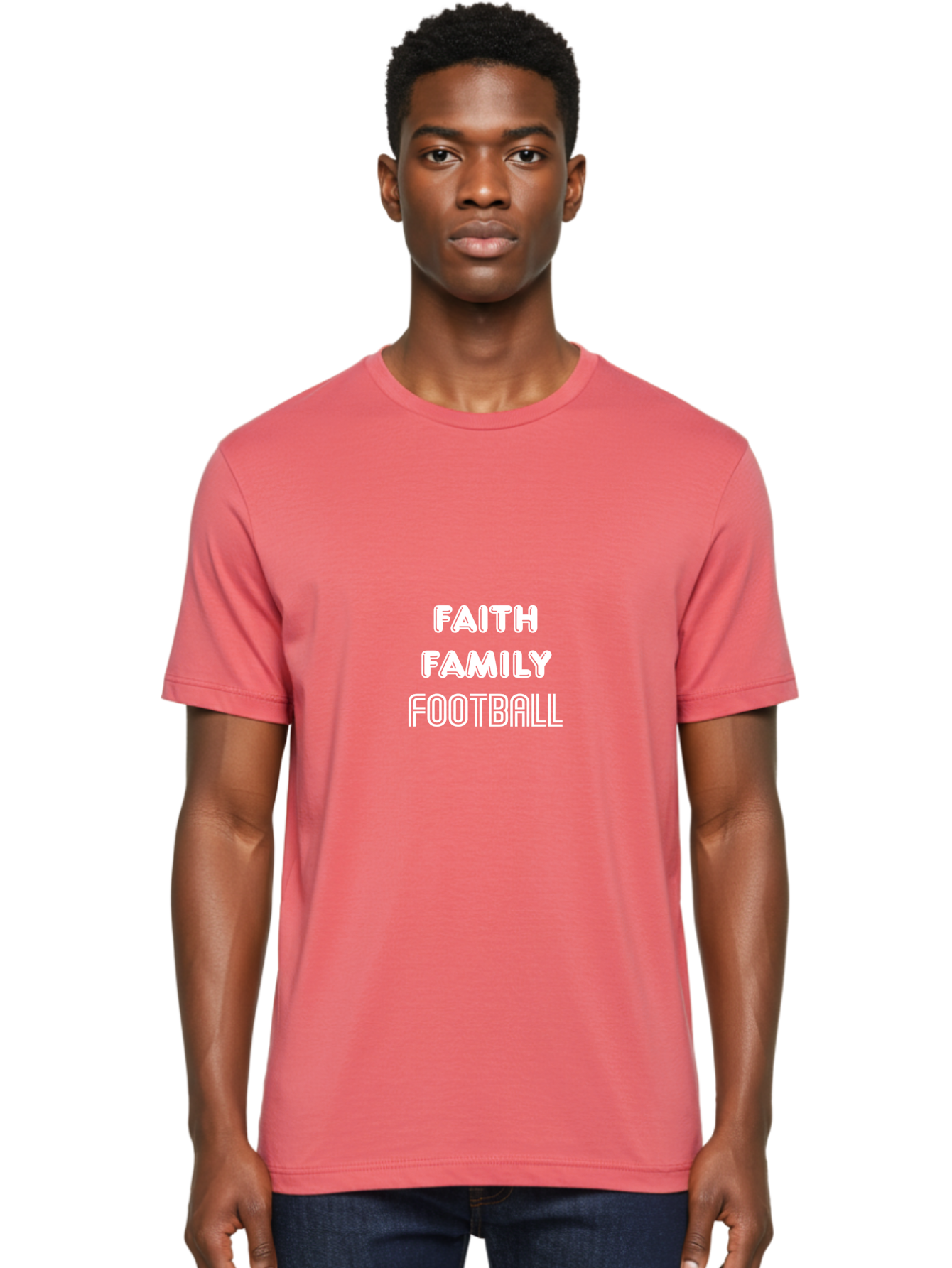 Faith Family Football Men'S Graphic Tee, 100% Cotton, Comfortable Casual Summer Wear, Machine Washable, Faith, Family, Football, Sports, Motivation, Team Spirit, Athletics, Values Aae272 2