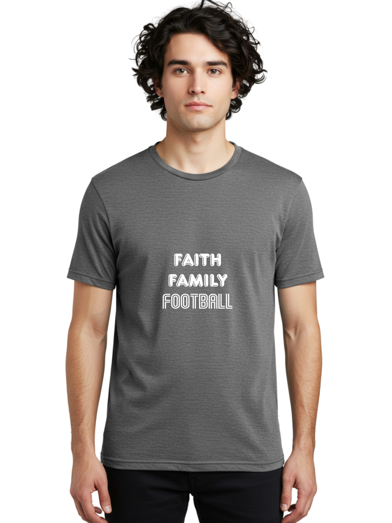Faith Family Football Men'S Graphic Tee, 100% Cotton, Comfortable Casual Summer Wear, Machine Washable, Faith, Family, Football, Sports, Motivation, Team Spirit, Athletics, Values Aae272 6