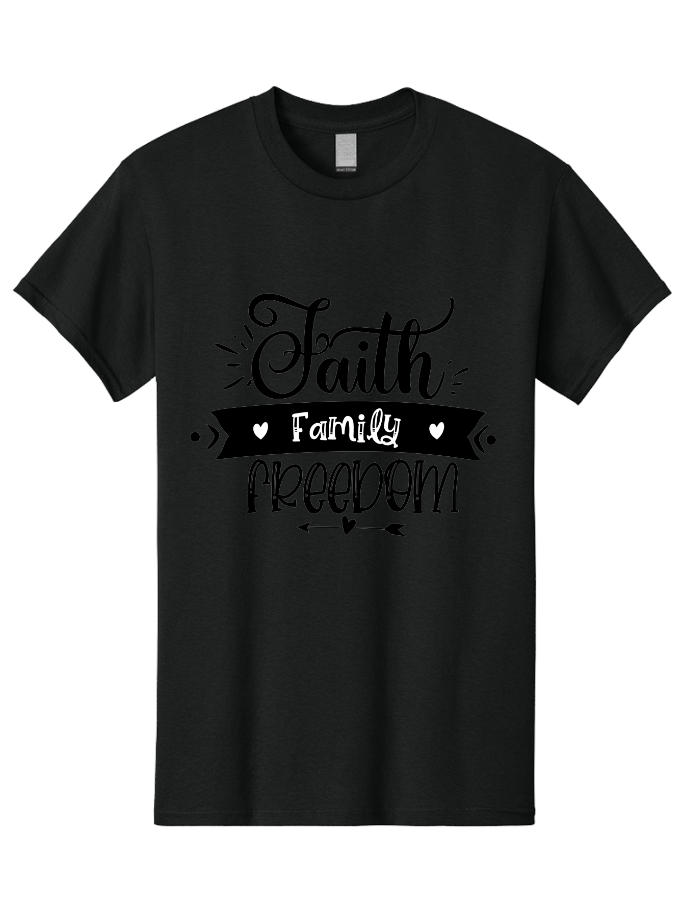 Faith Family Freedom Men'S Graphic Tee, 100% Cotton, Comfortable Casual Summer Wear, Machine Washable, Faith Family Freedom, Inspirational Quote, Patriotic Phrase, Motivational Words, Heartwarming Message, Handwritten Font, Aae273 3