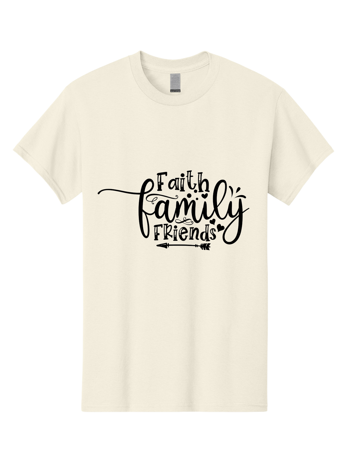 Faith Family Friends Men'S Graphic Tee, 100% Cotton, Comfortable Casual Summer Wear, Machine Washable, Faith, Family, Friends, Inspirational Quote, Heartwarming Phrase, Friendship Goals, Motivational Words, Arrow Symbol, Decorative Hearts Aae274 7
