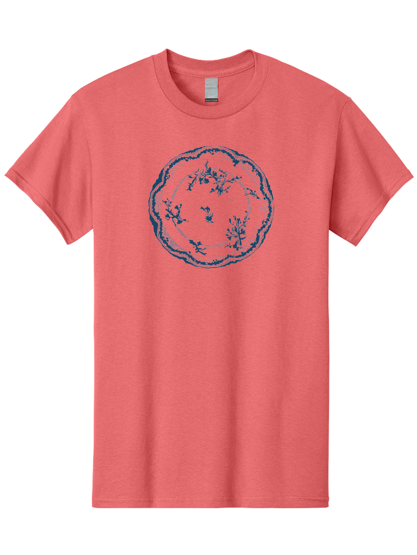 Floral Vintage Plate Men'S Graphic Tee, 100% Cotton, Comfortable Casual Summer Wear, Machine Washable, Floral Plate, Blue Floral Pattern, Decorative Plate, Vintage Design, Fine China, Dinnerware, Blue And Green Hues, Elegant Table Setting, Aae284 7