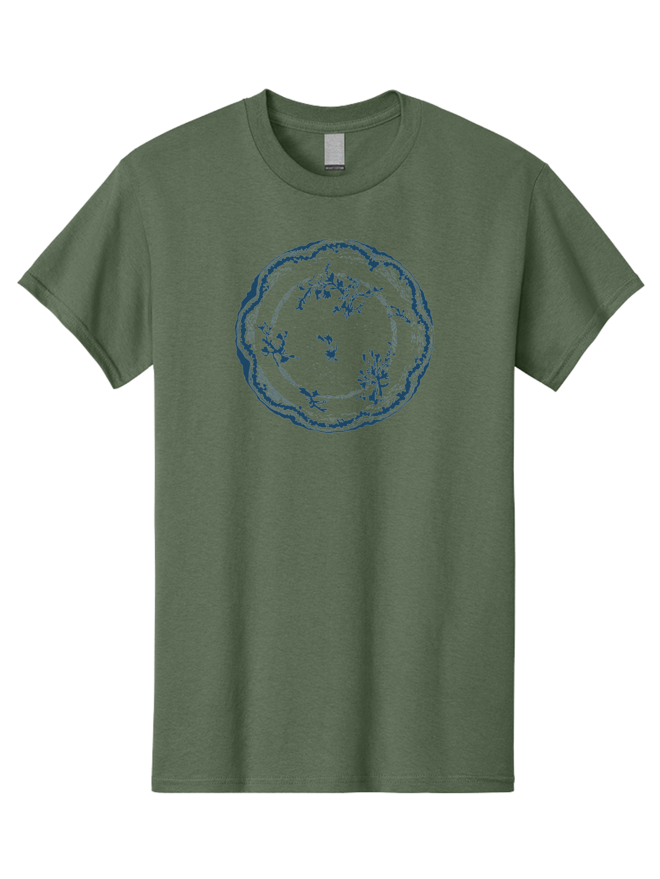 Floral Vintage Plate Men'S Graphic Tee, 100% Cotton, Comfortable Casual Summer Wear, Machine Washable, Floral Plate, Blue Floral Pattern, Decorative Plate, Vintage Design, Fine China, Dinnerware, Blue And Green Hues, Elegant Table Setting, Aae284 13