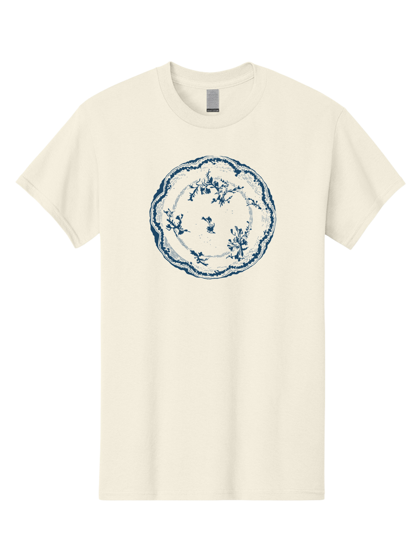 Floral Vintage Plate Men'S Graphic Tee, 100% Cotton, Comfortable Casual Summer Wear, Machine Washable, Floral Plate, Blue Floral Pattern, Decorative Plate, Vintage Design, Fine China, Dinnerware, Blue And Green Hues, Elegant Table Setting, Aae284 23