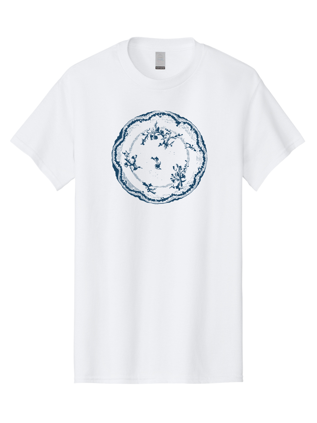 Floral Vintage Plate Men'S Graphic Tee, 100% Cotton, Comfortable Casual Summer Wear, Machine Washable, Floral Plate, Blue Floral Pattern, Decorative Plate, Vintage Design, Fine China, Dinnerware, Blue And Green Hues, Elegant Table Setting, Aae284 21