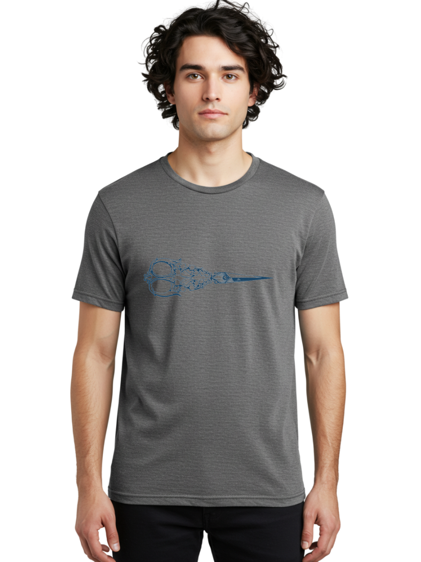 Flower Pattern Scissors Men'S Graphic Tee, 100% Cotton, Comfortable Casual Summer Wear, Machine Washable, Scissors With Skull Design, Metal Craftsmanship, Detailed Engraving, Blade Sharpness, Cutting Tool, Edgy Style, Goth Aesthetic, Metalwork Aae285 4