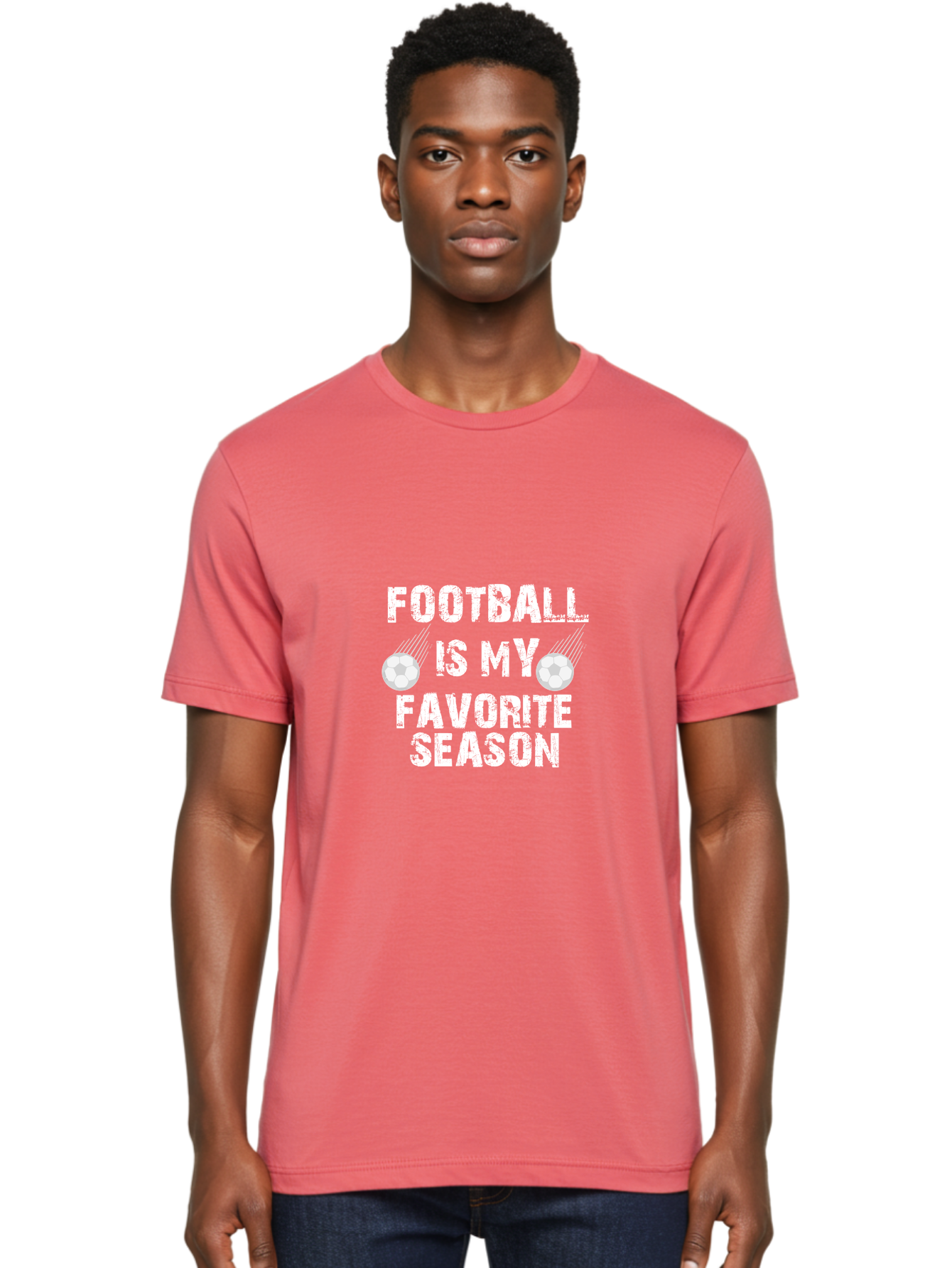 Football Is My Favorite Men'S Graphic Tee, 100% Cotton, Comfortable Casual Summer Wear, Machine Washable, Football, Favorite Season, Sports, Nfl, American Football, Football Text, Grid Graphic, Grunge, Sports Text, Game Day Aae290 24
