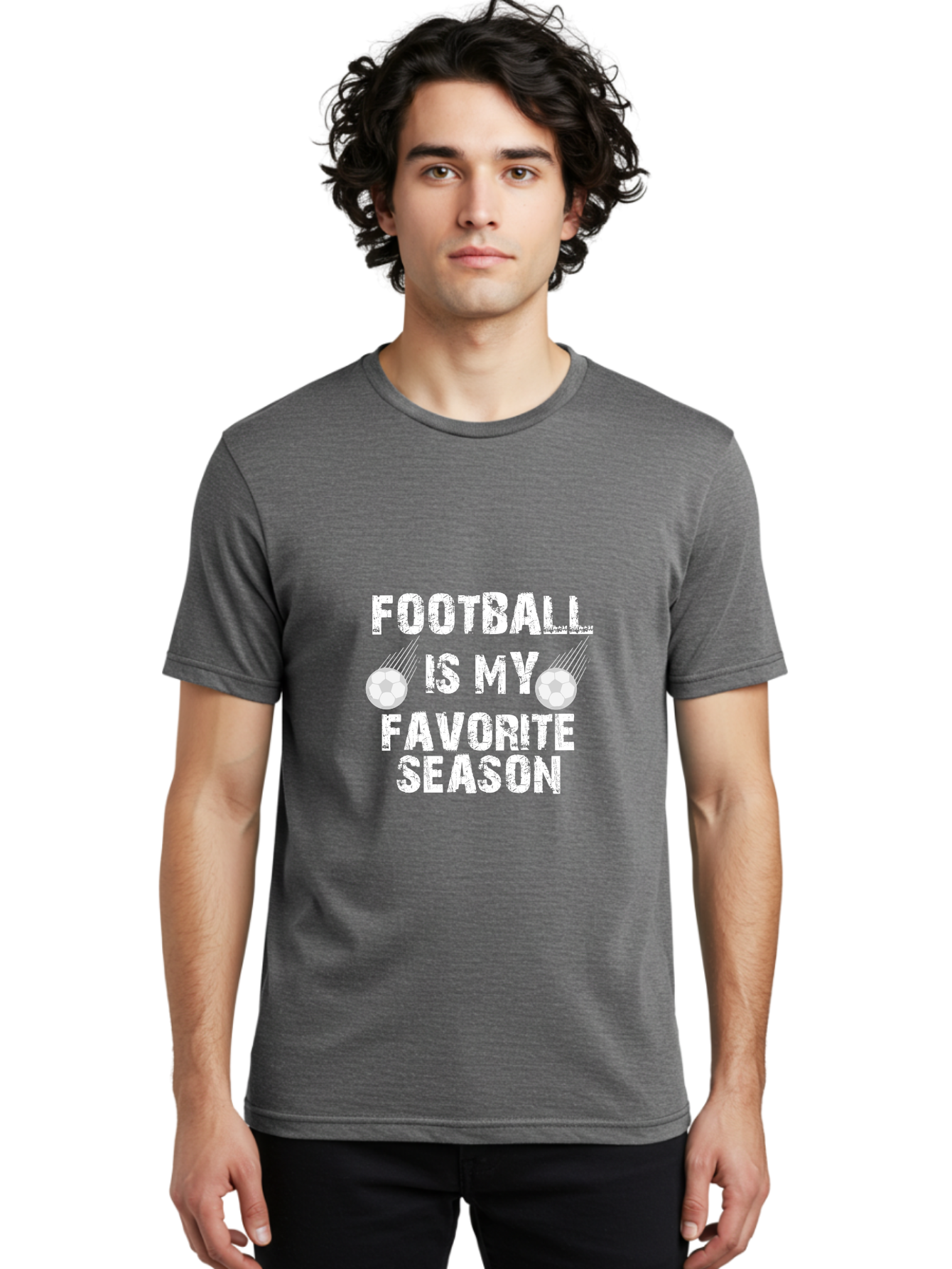 Football Is My Favorite Men'S Graphic Tee, 100% Cotton, Comfortable Casual Summer Wear, Machine Washable, Football, Favorite Season, Sports, Nfl, American Football, Football Text, Grid Graphic, Grunge, Sports Text, Game Day Aae290 18
