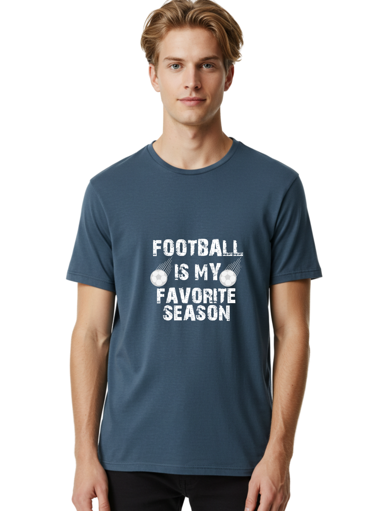Football Is My Favorite Men'S Graphic Tee, 100% Cotton, Comfortable Casual Summer Wear, Machine Washable, Football, Favorite Season, Sports, Nfl, American Football, Football Text, Grid Graphic, Grunge, Sports Text, Game Day Aae290 30