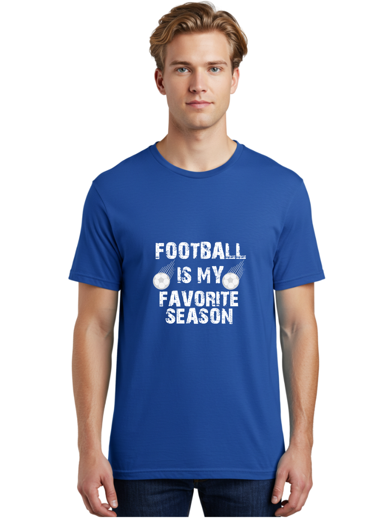 Football Is My Favorite Men'S Graphic Tee, 100% Cotton, Comfortable Casual Summer Wear, Machine Washable, Football, Favorite Season, Sports, Nfl, American Football, Football Text, Grid Graphic, Grunge, Sports Text, Game Day Aae290 16