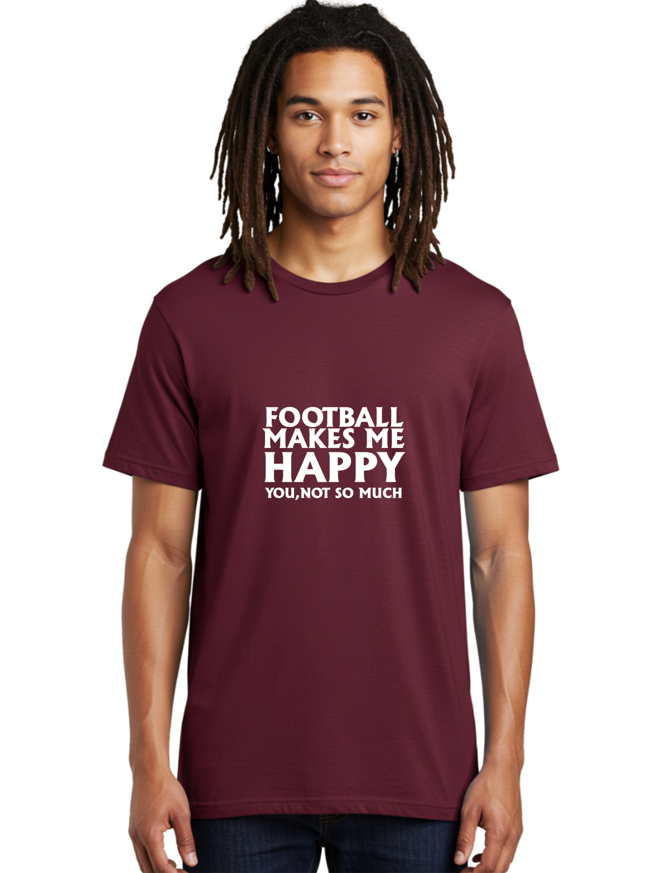 Football Makes Me Happy Men'S Graphic Tee, 100% Cotton, Comfortable Casual Summer Wear, Machine Washable, Funny Football Quotes, Football Humor, Happy Football Fans, Sarcastic Sports Quotes, Playful Football Sayings, Team Spirit Aae291 24