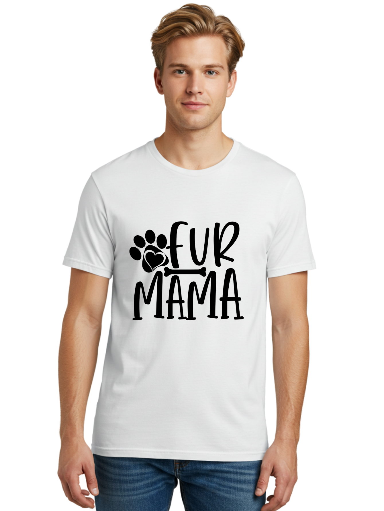 Fur Mama Men'S Graphic Tee, 100% Cotton, Comfortable Casual Summer Wear, Machine Washable, Fur Mama, Dog Mom, Pet Lovers, Dog Lovers, Animal Lovers, Dog Parents, Pet Parents, Dog Owners Aae297 20