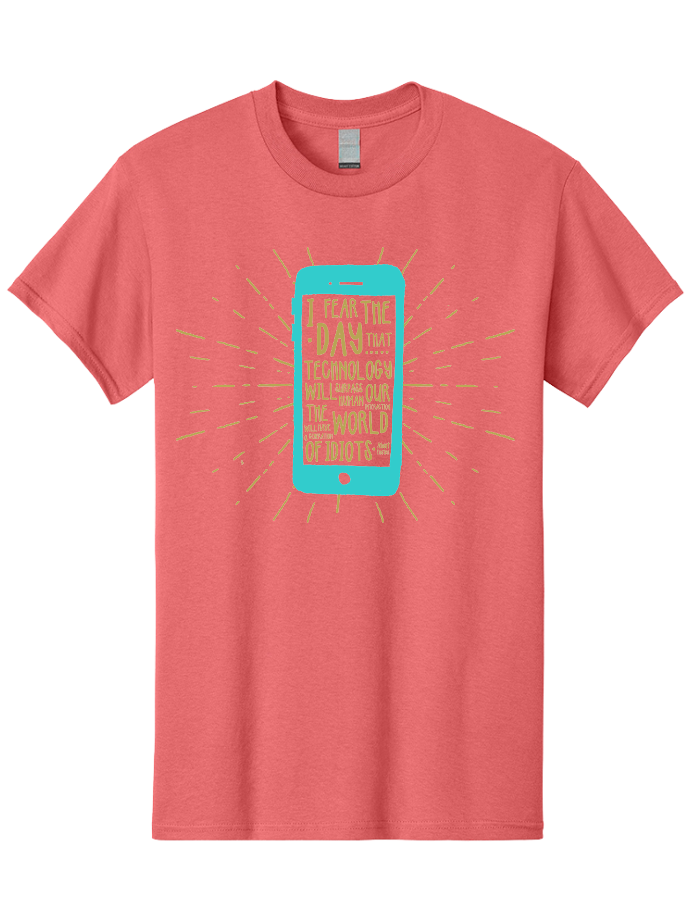Generation Y Men'S Graphic Tee, 100% Cotton, Comfortable Casual Summer Wear, Machine Washable, Smartphone With Quote, Technology Concern, Future Anxiety, Innovation Impact, Digital Age, Social Commentary, Wise Words, Thought-Provoking Message Aae300 3