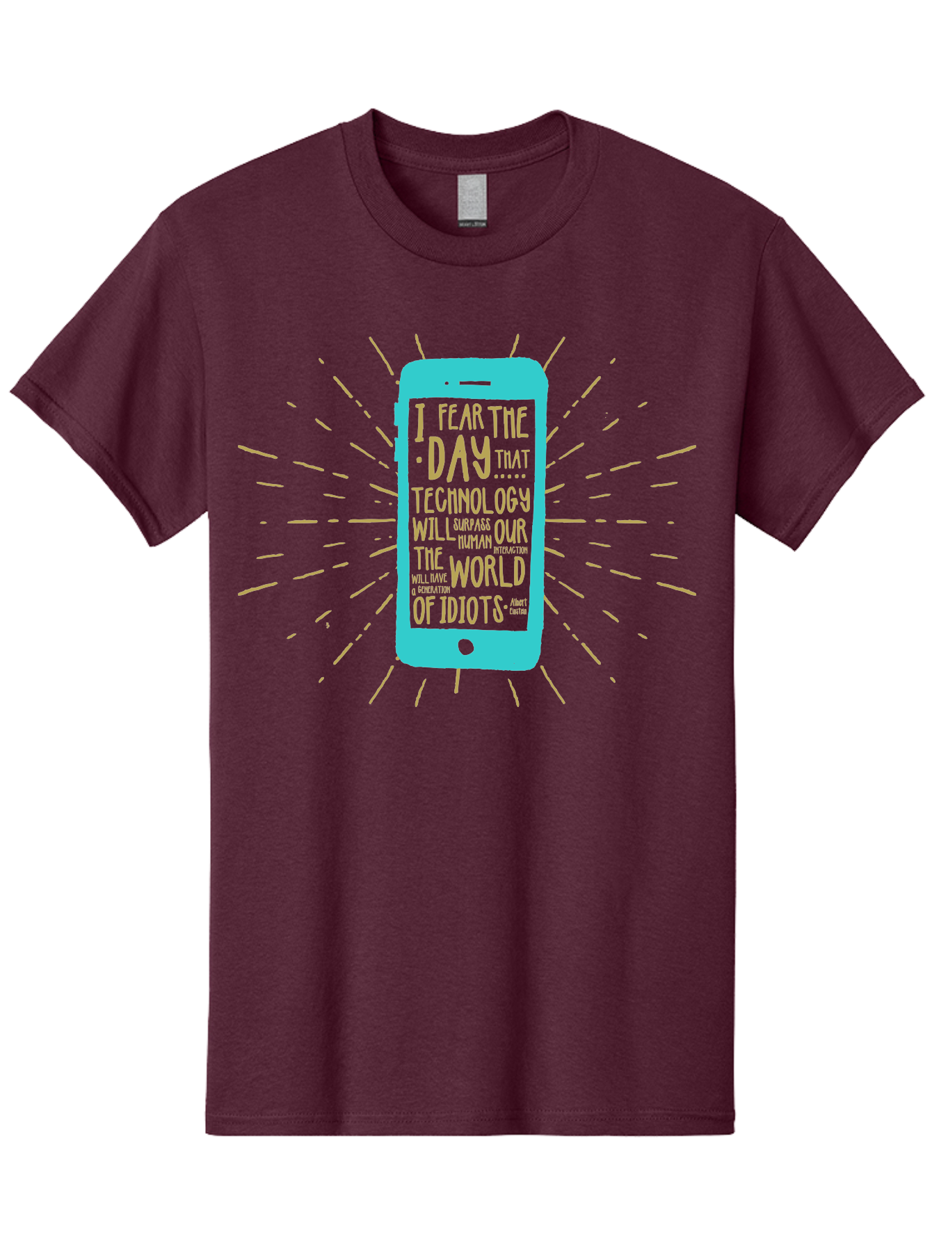 Generation Y Men'S Graphic Tee, 100% Cotton, Comfortable Casual Summer Wear, Machine Washable, Smartphone With Quote, Technology Concern, Future Anxiety, Innovation Impact, Digital Age, Social Commentary, Wise Words, Thought-Provoking Message Aae300 9